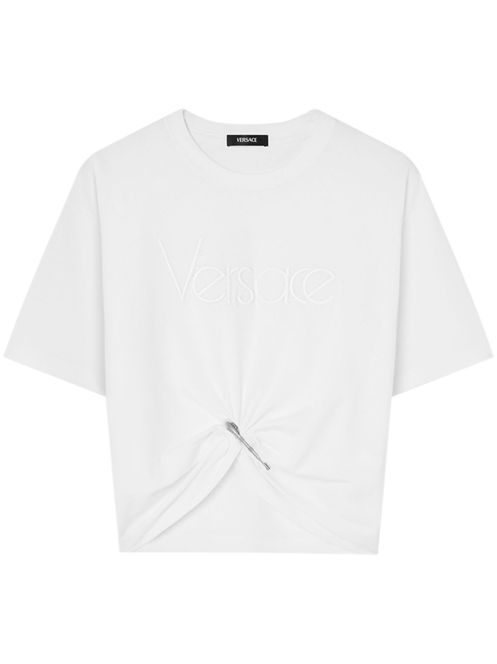 Versace Logo-Embroidered T-Shirt White