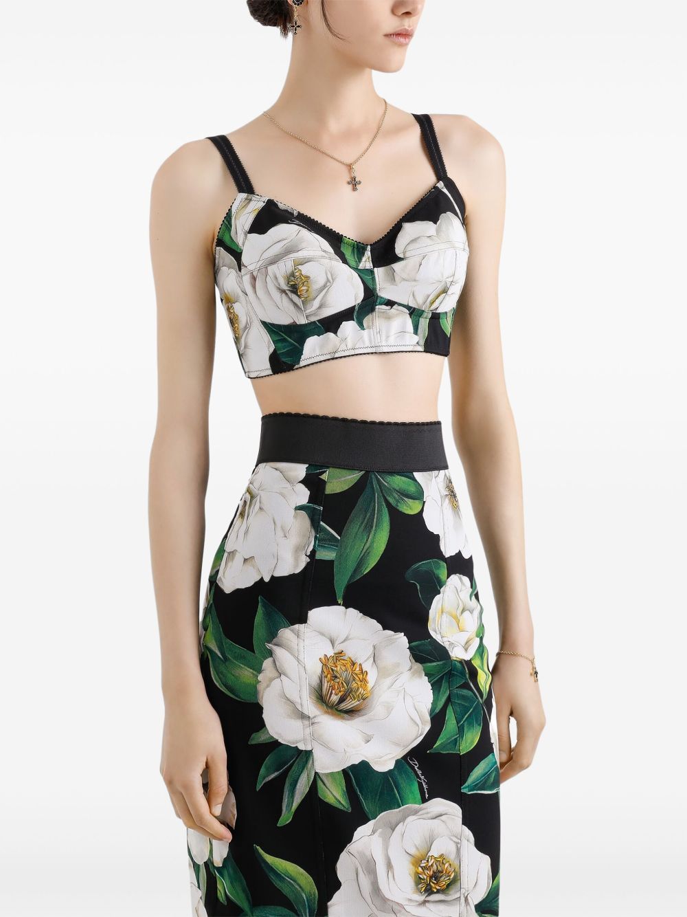 Dolce & Gabbana Stretch Bralette Top With Gardenia Print