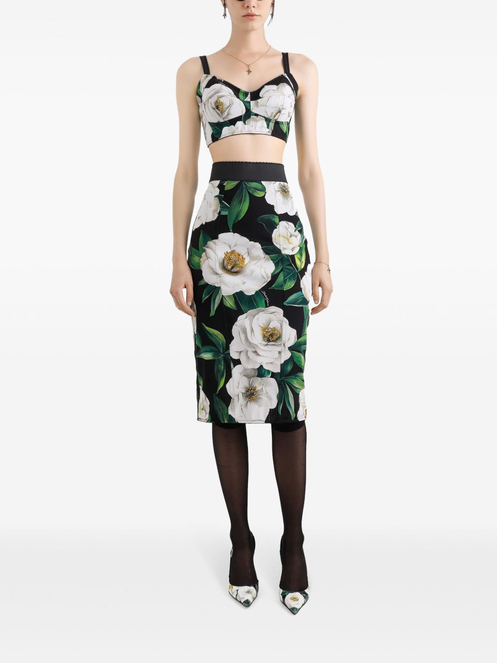 Dolce & Gabbana Stretch Bralette Top With Gardenia Print