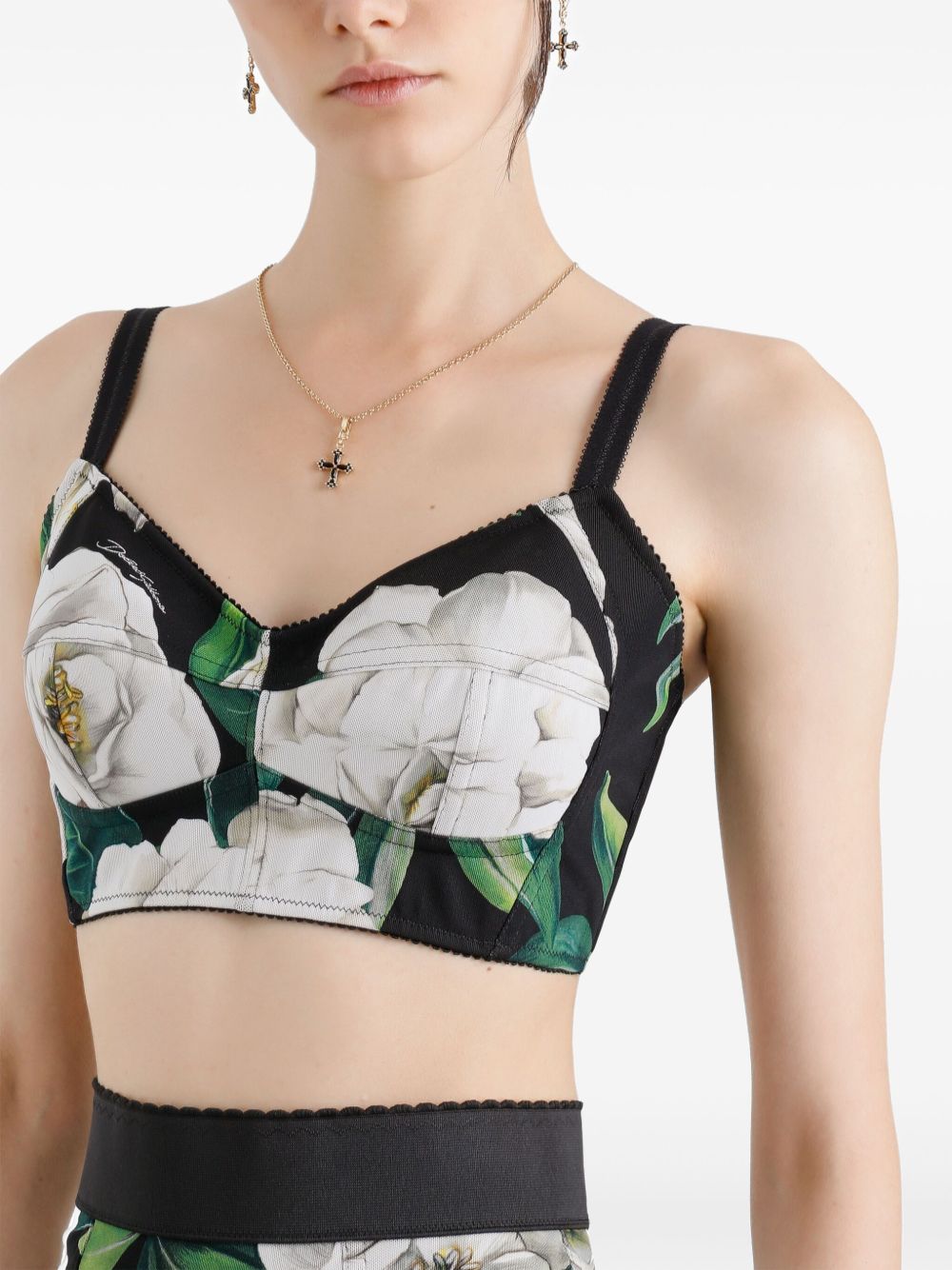 Dolce & Gabbana Stretch Bralette Top With Gardenia Print