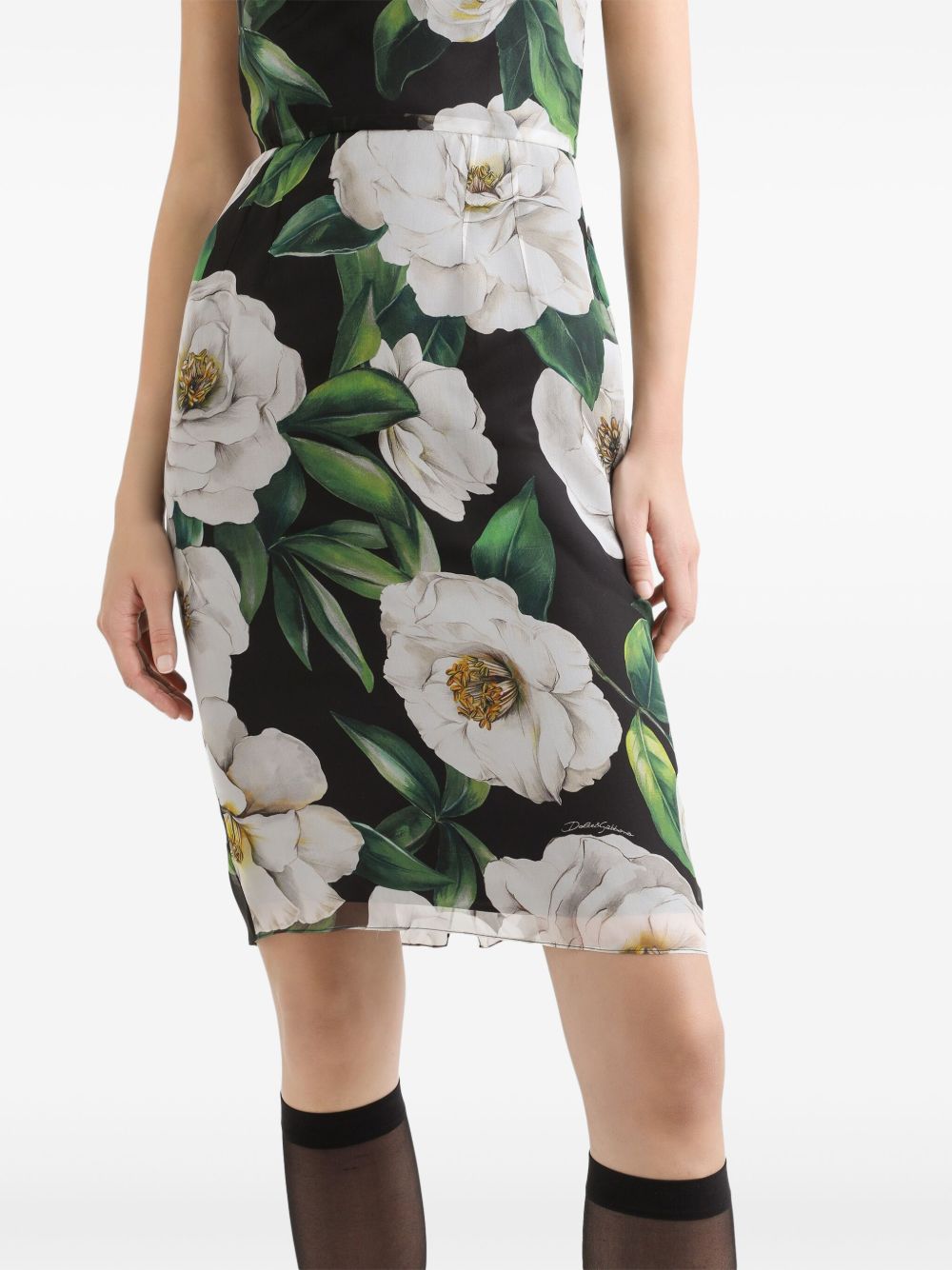 Dolce & Gabbana Floral Print Chiffon Midi Dress