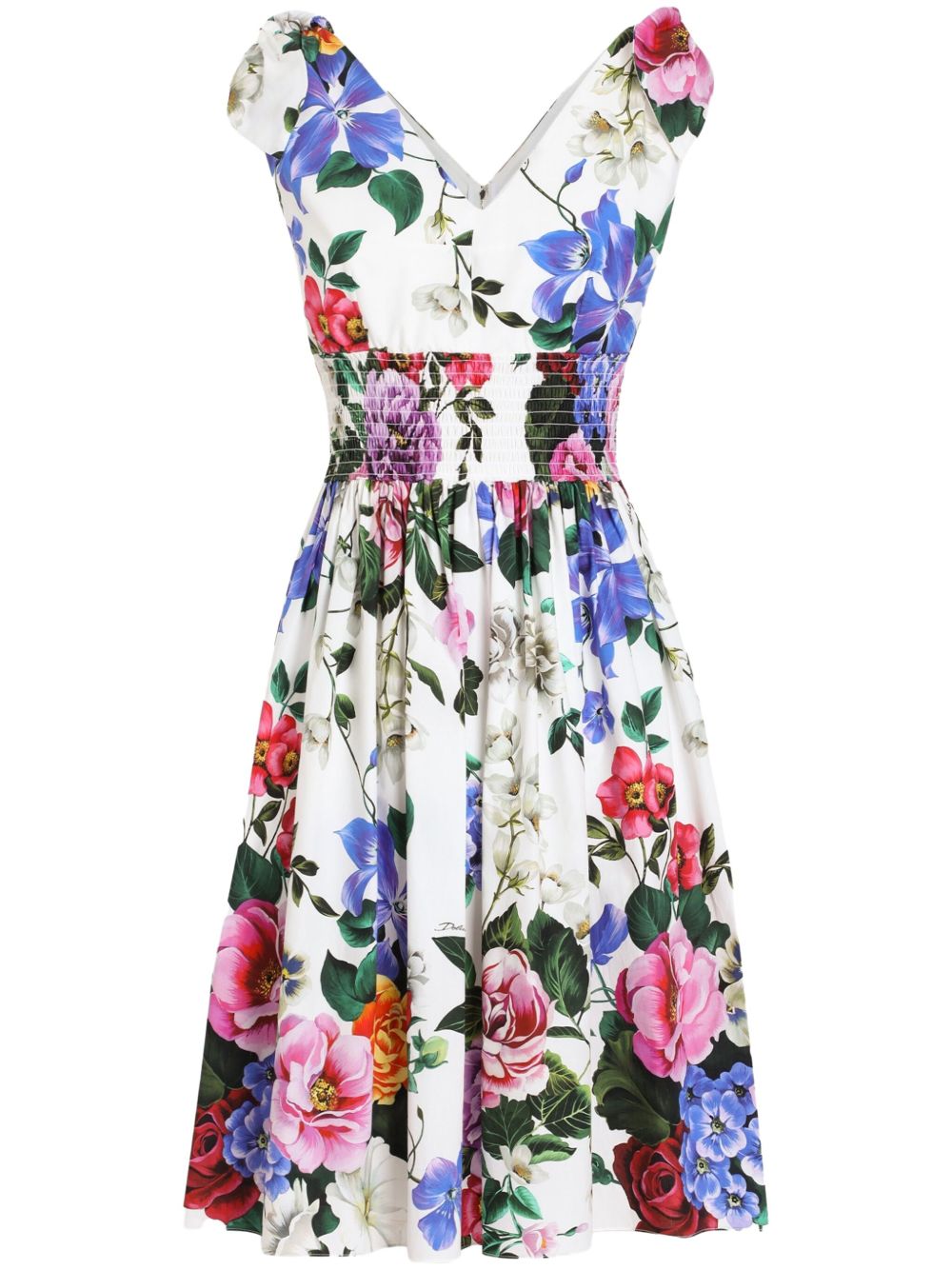 Dolce & Gabbana Cotton Midi Dress In With Floral Print