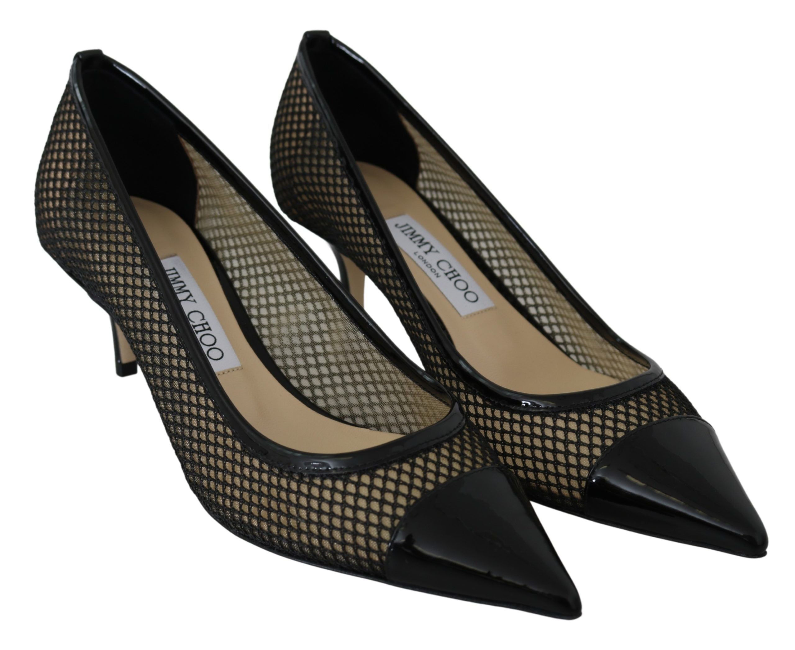 Jimmy Choo Mesh Chic Patent Pointed Pumps