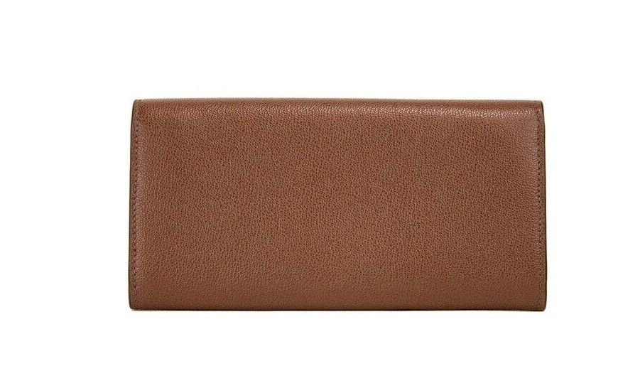 Burberry Porter Tan Grained Leather Embossed Continental Clutch Flap Brown Wallet