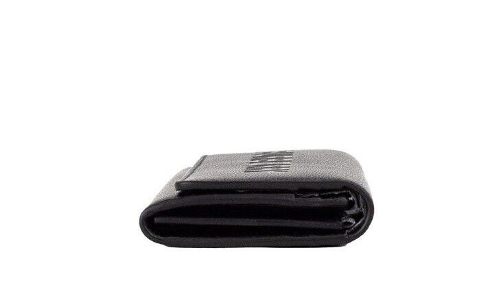 Burberry Porter Grained Leather Branded Logo Embossed Clutch Flap Black Wallet