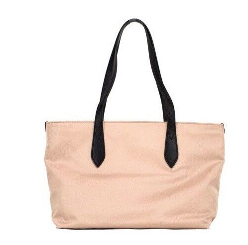 Burberry Small Rose Logo Branded Econyl Nylon Tote Shoulder Handbag Beige Purse