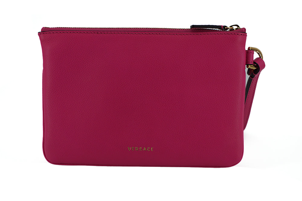 Versace Elegant Leather Pouch Pink Clutch
