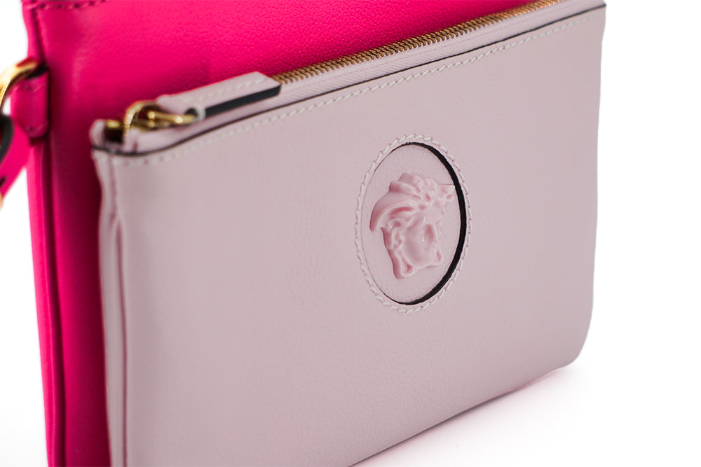 Versace Elegant Leather Pouch Pink Clutch
