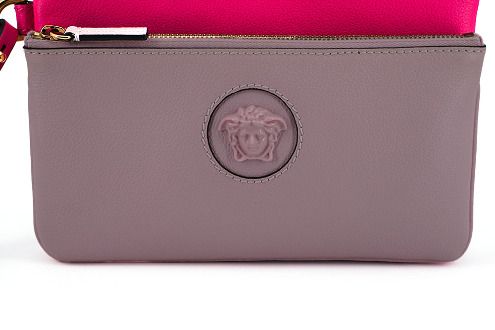 Versace Elegant Leather Pouch Pink Clutch