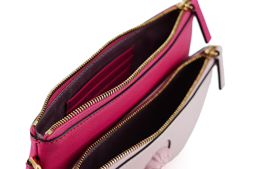Versace Elegant Leather Pouch Pink Clutch