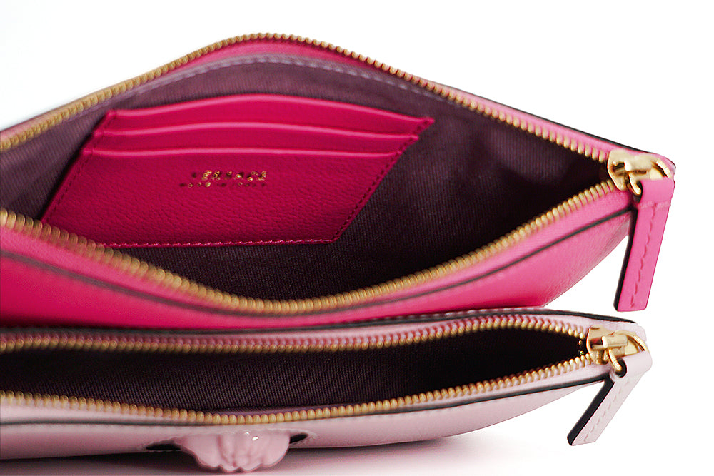 Versace Elegant Leather Pouch Pink Clutch
