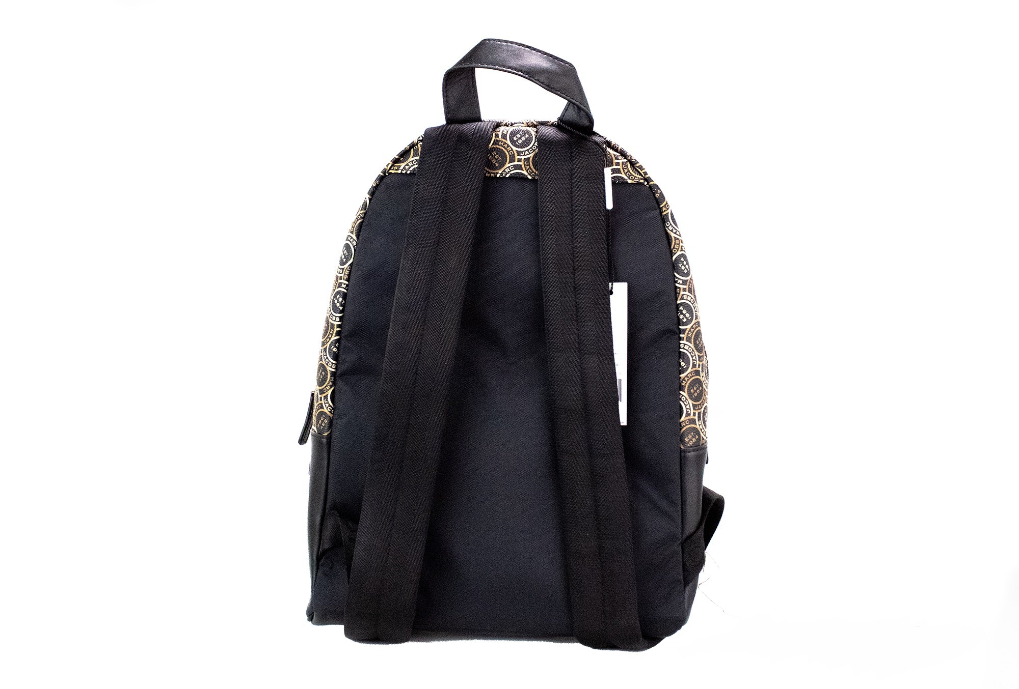 Marc Jacobs Signet Medium Logo Printed Leather Shoulder Backpack Black Bookbag