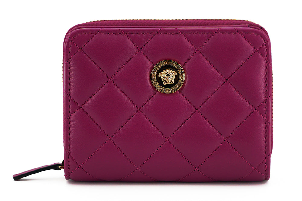 Versace Elegant Quilted Leather Purple Wallet