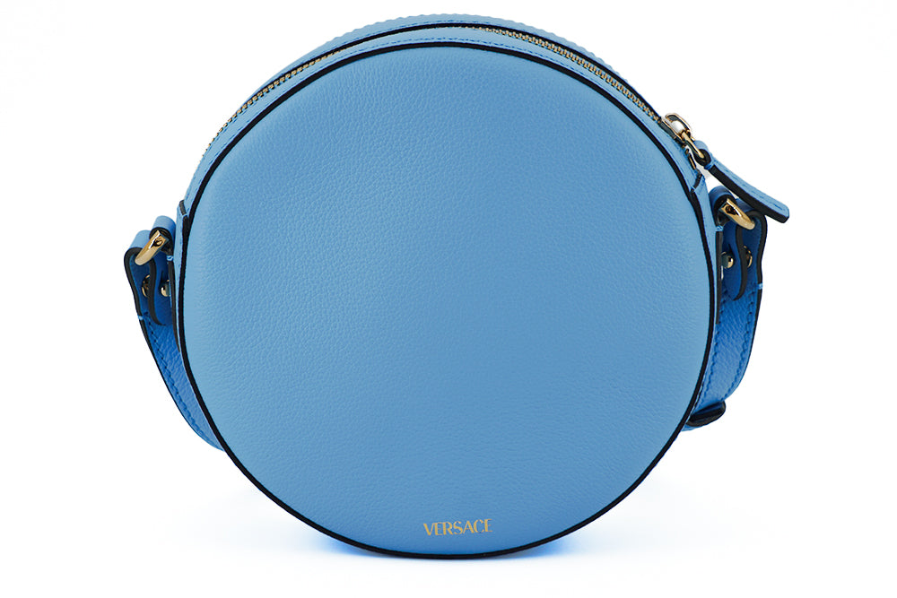 Versace Blue Leather Chic Round Shoulder Bag