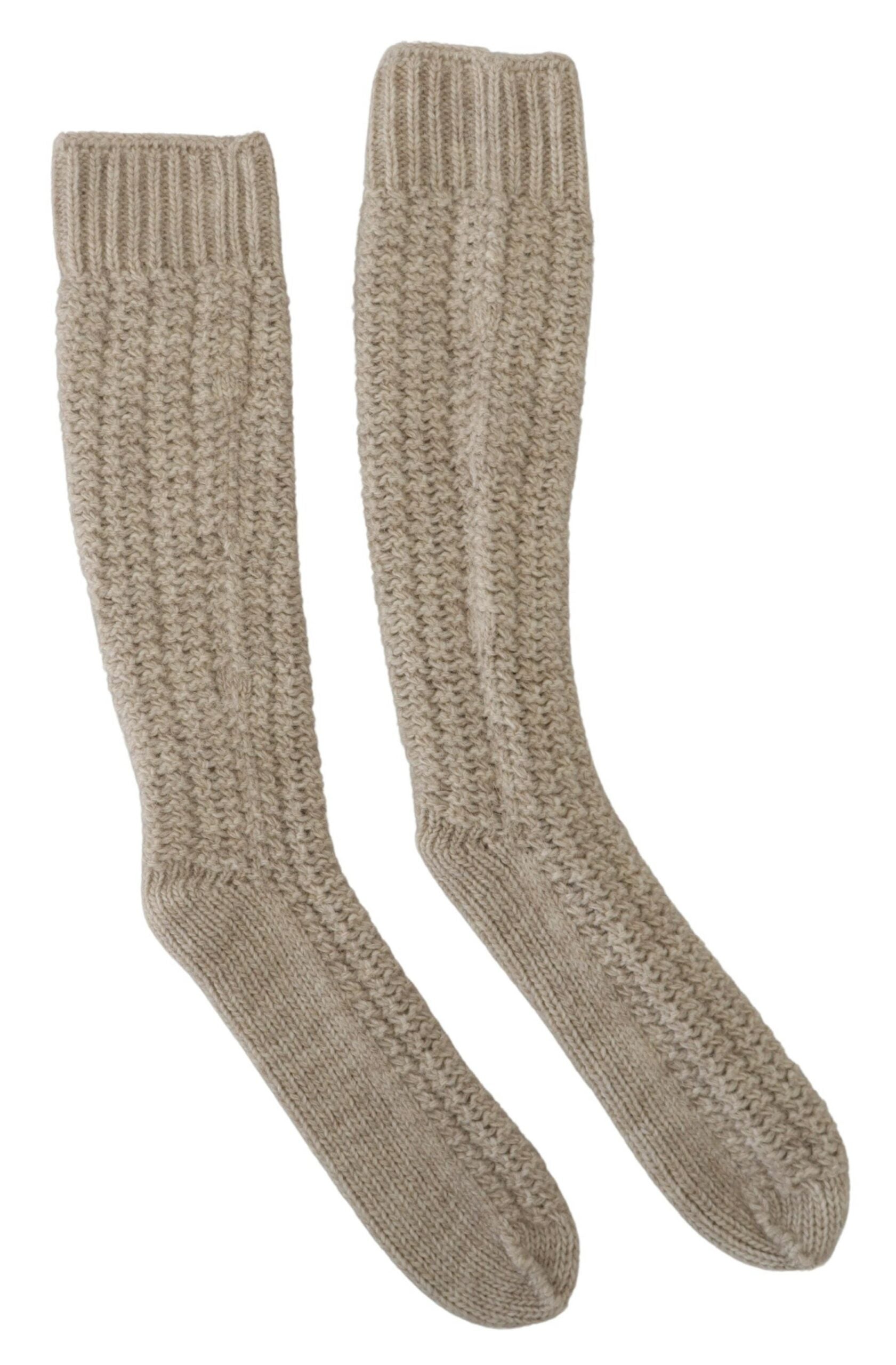 Dolce & Gabbana Chic Wool Blend Over-The-Calf Beige Socks
