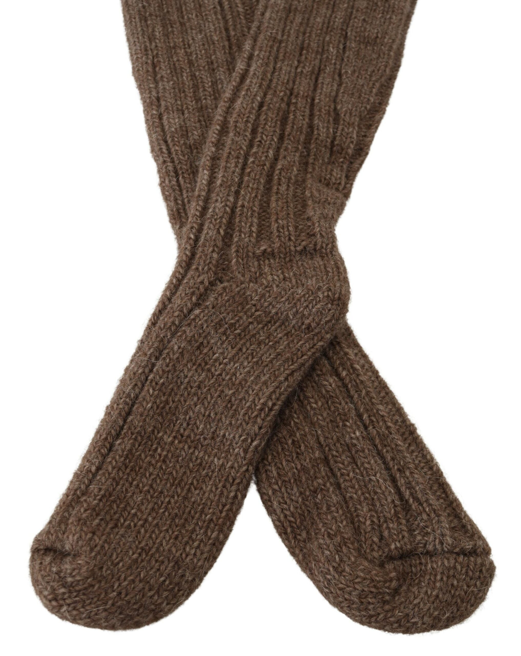 Dolce & Gabbana Chic Wool Blend Over-Calf Brown Socks
