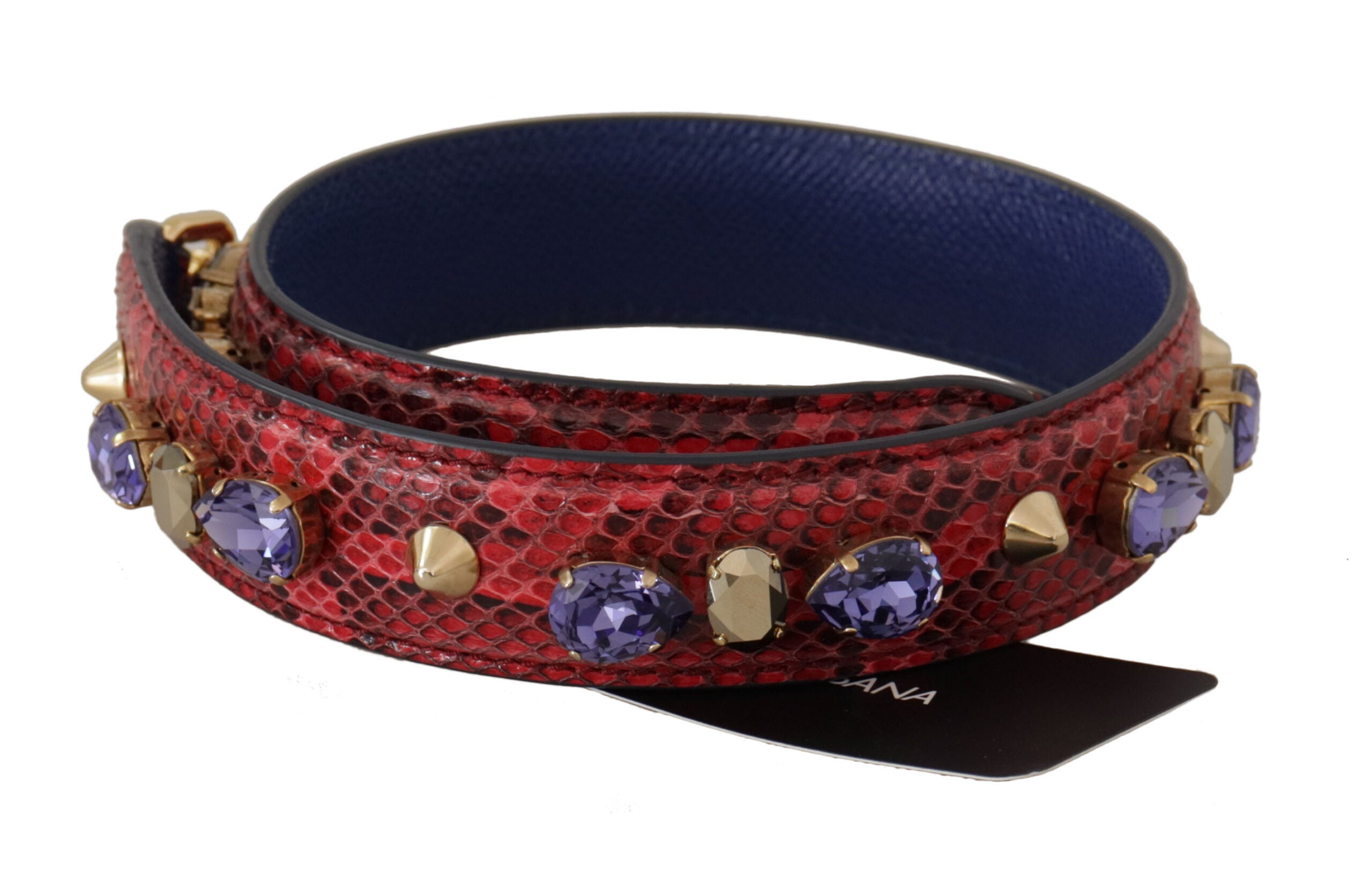 Dolce & Gabbana Elegant Python Leather Handbag Red Strap