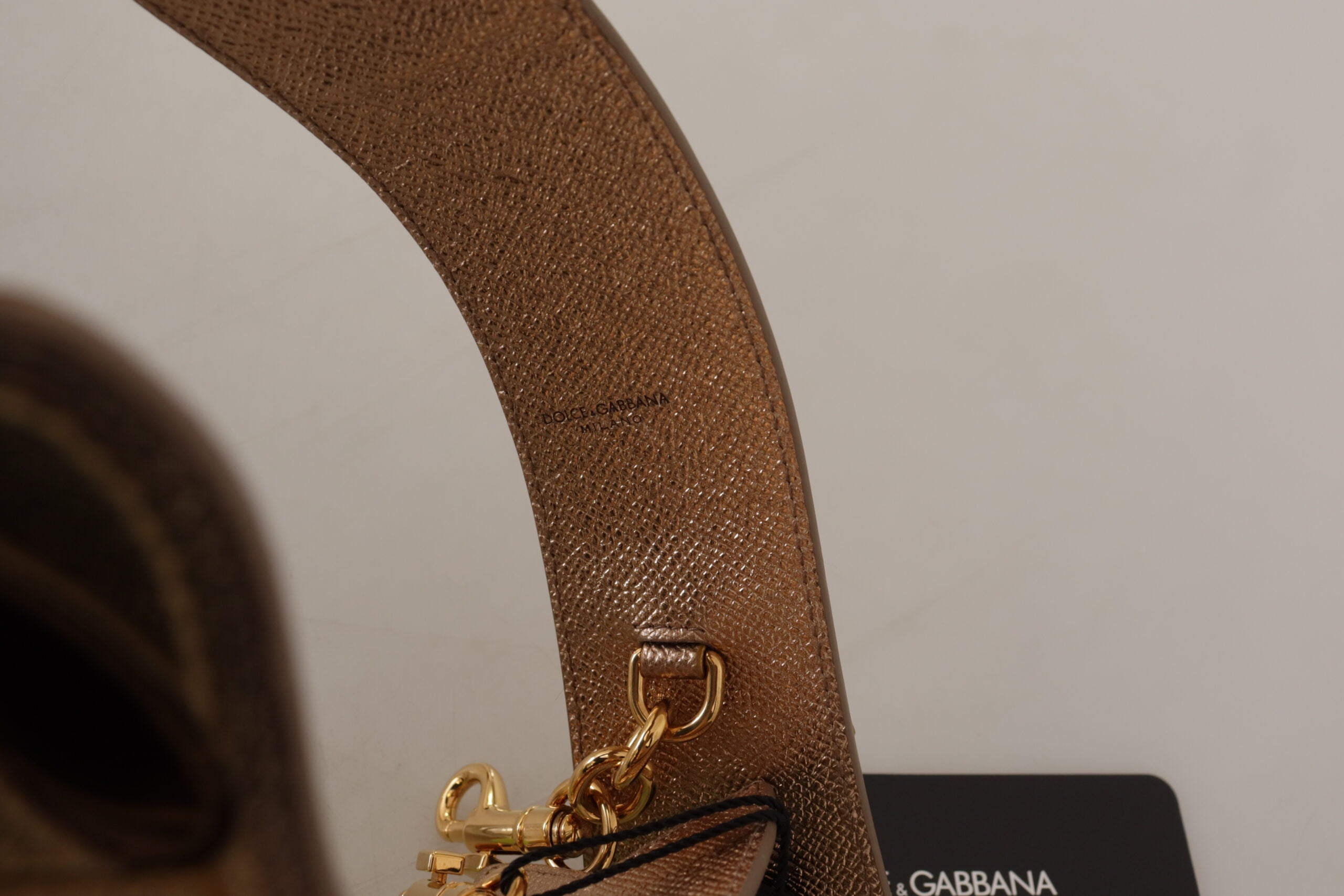 Dolce & Gabbana Elegant Leather Shoulder Gold Strap