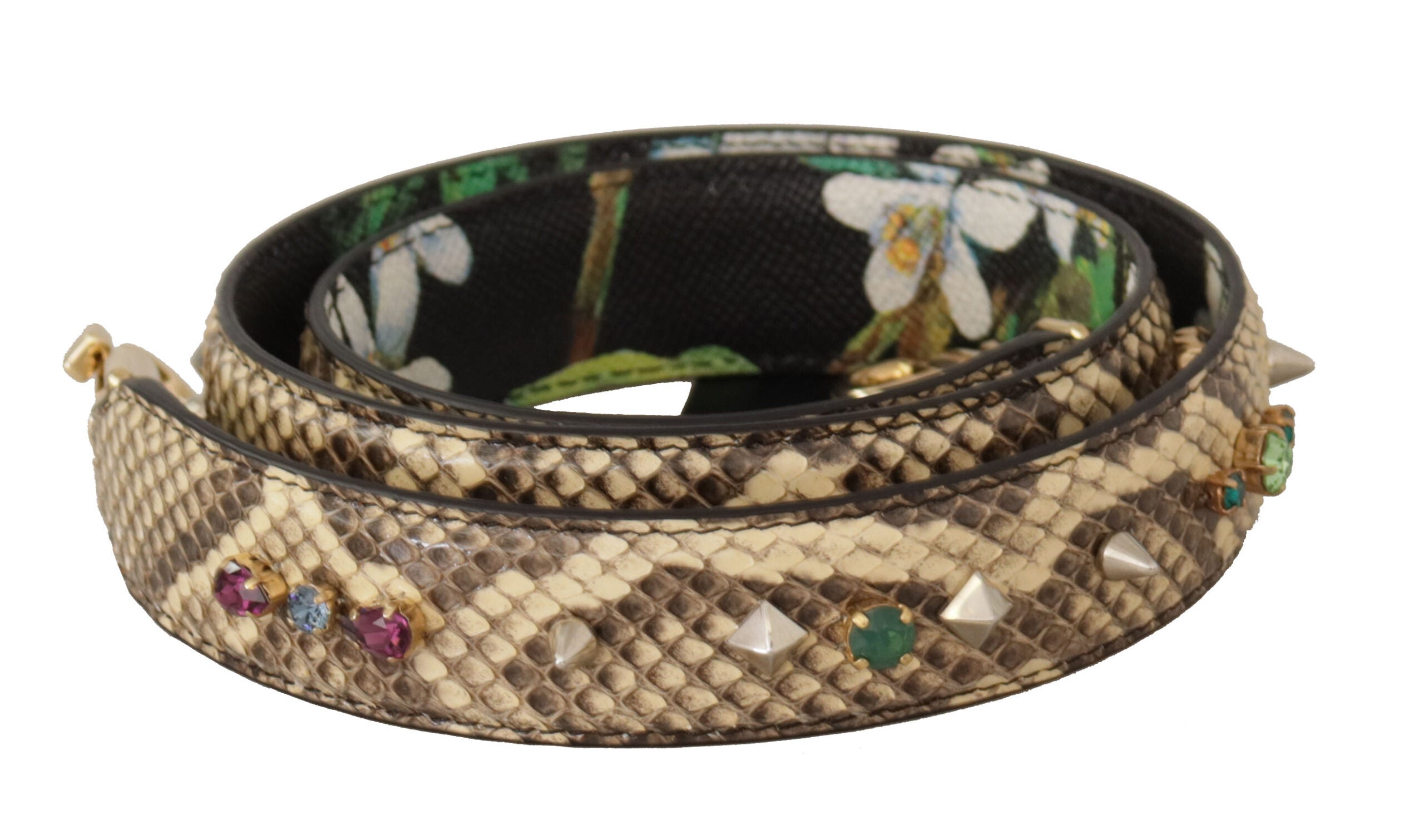 Dolce & Gabbana Elegant Python Leather Shoulder Beige Strap