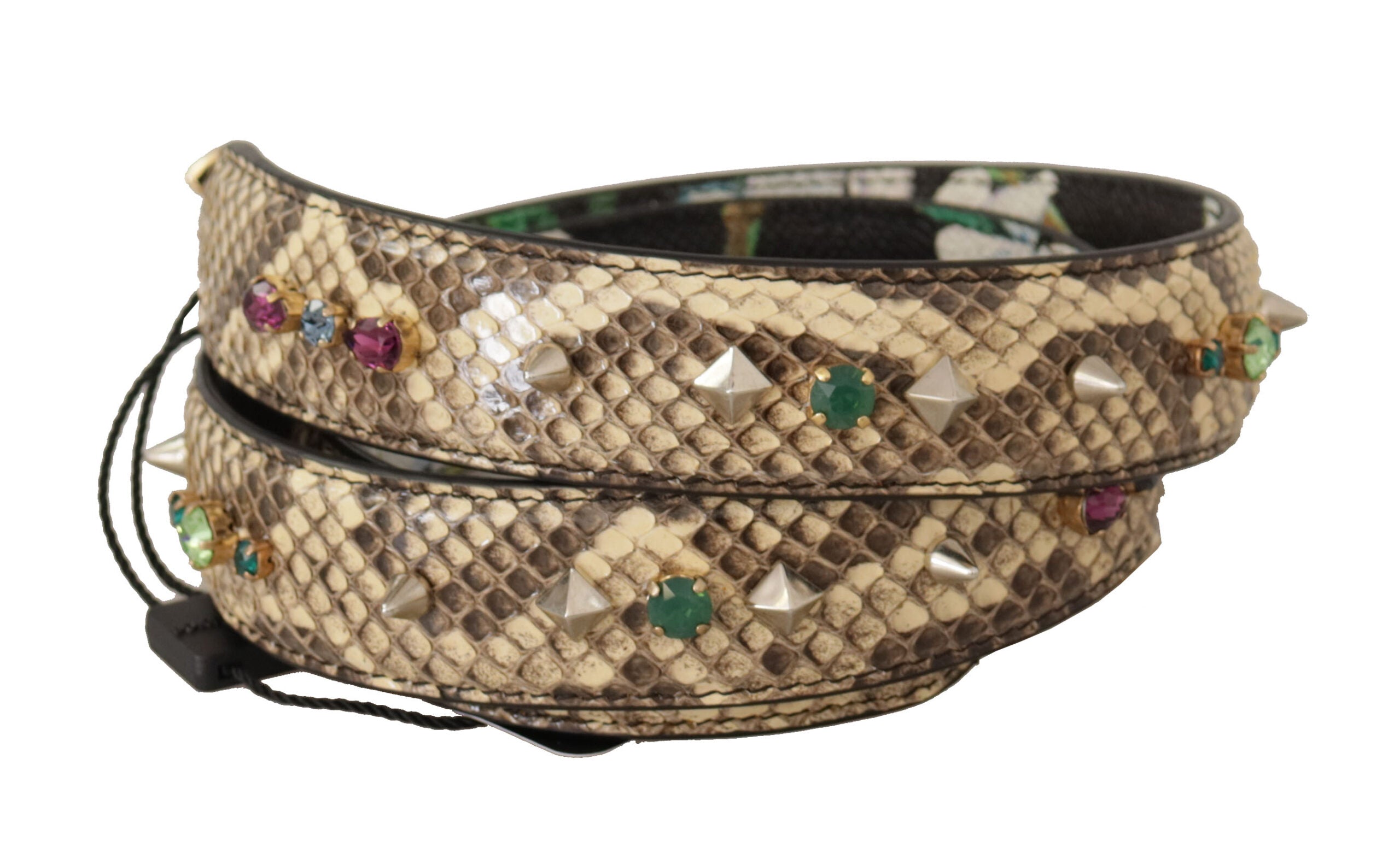 Dolce & Gabbana Elegant Python Leather Shoulder Beige Strap