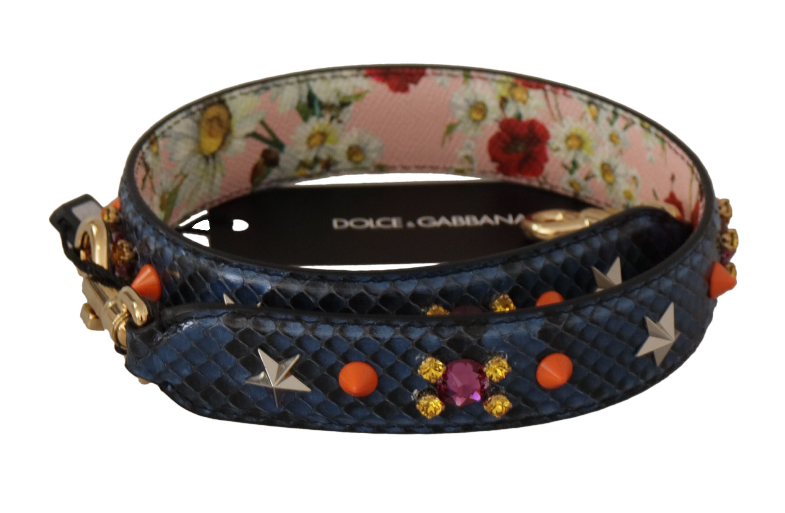 Dolce & Gabbana Elegant Python Leather Bag Blue Strap