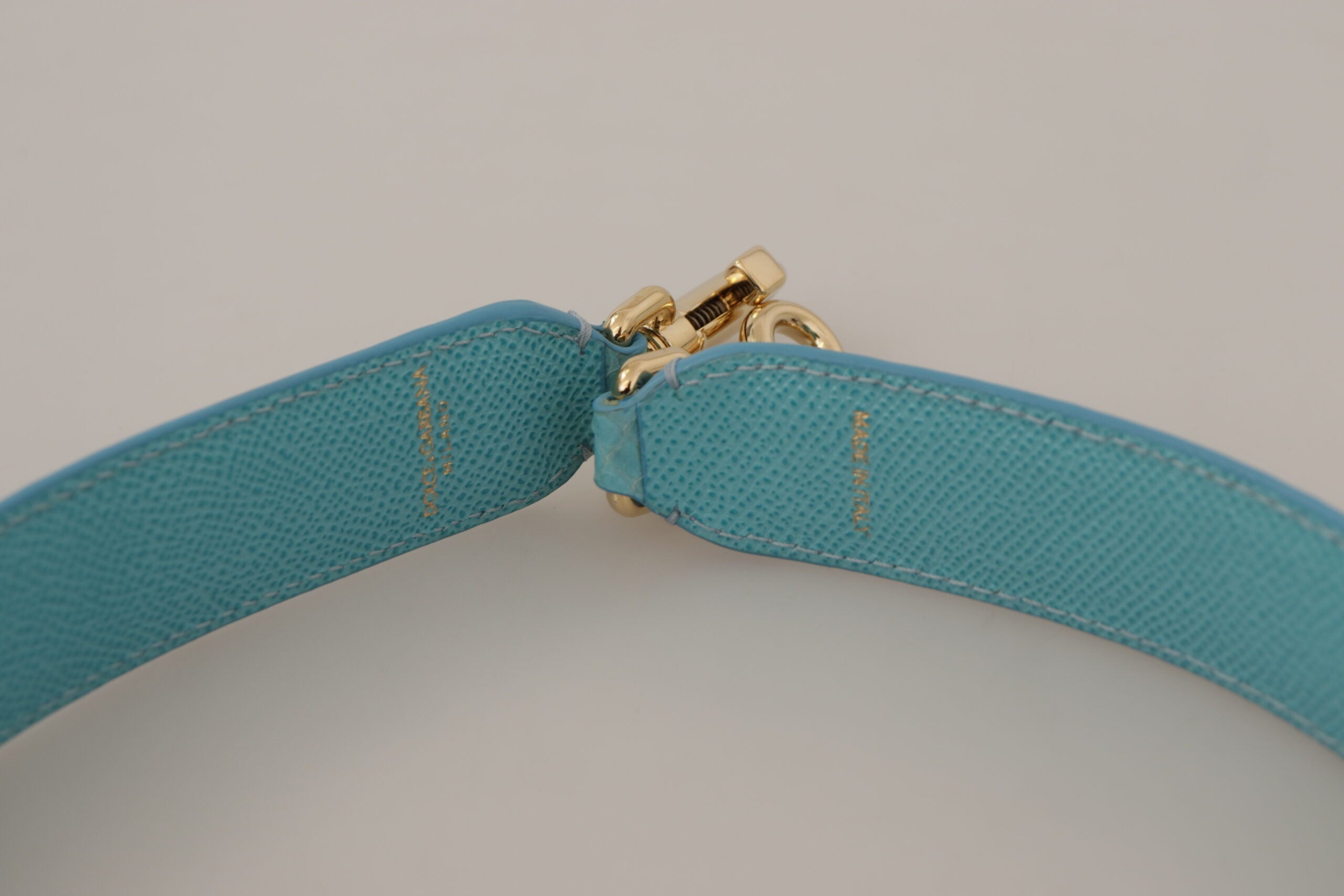 Dolce & Gabbana Elegant Leather Bag Strap With Blue Gold Accents