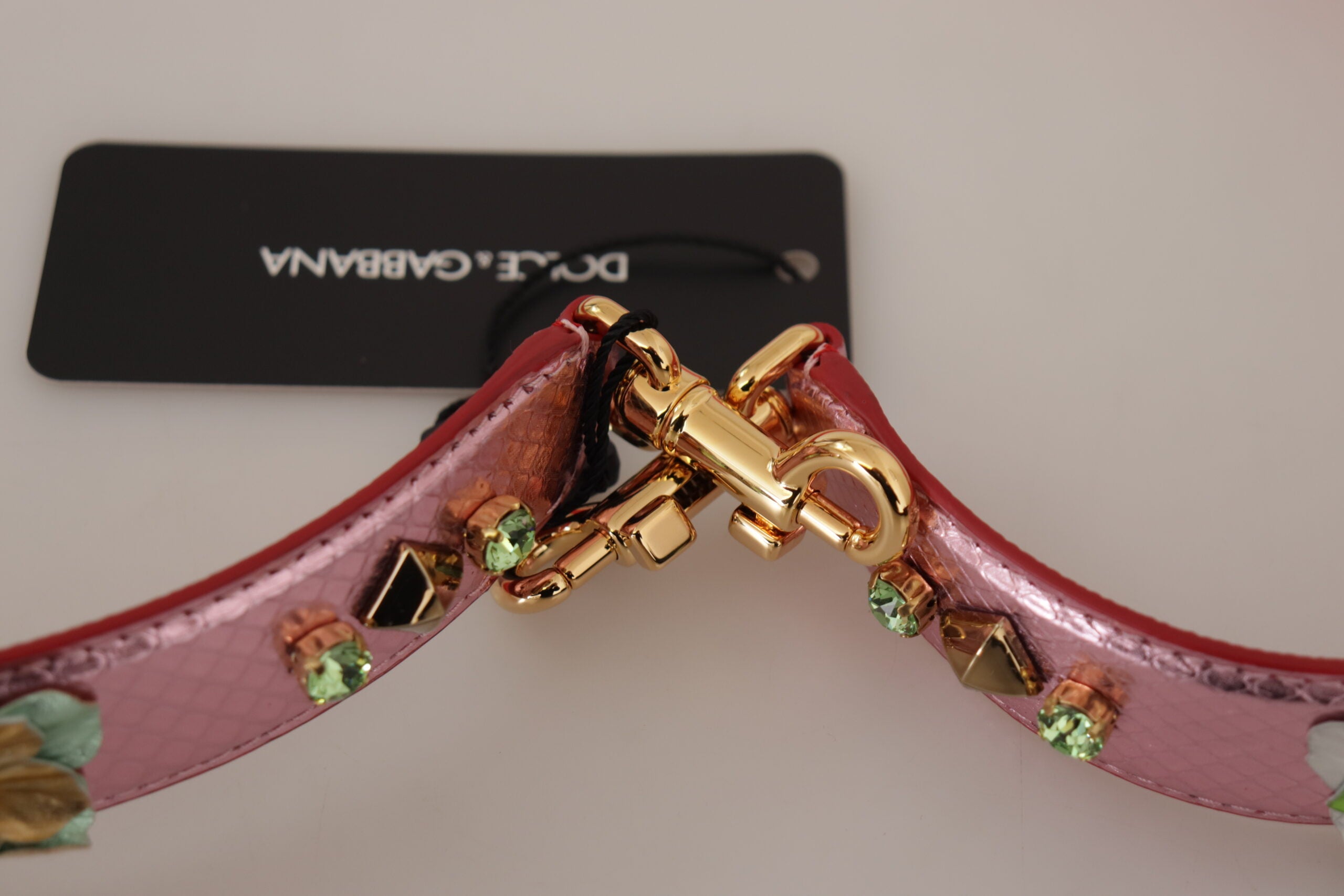 Dolce & Gabbana Elegant Metallic Leather Shoulder Pink Strap