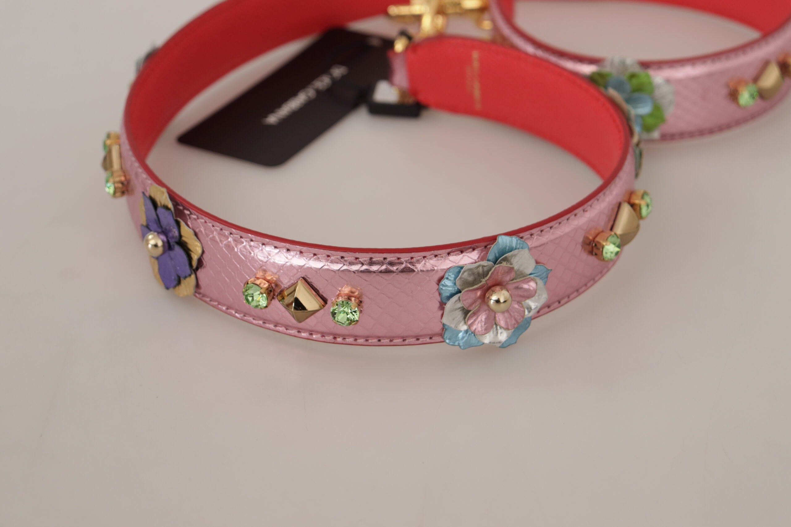 Dolce & Gabbana Elegant Metallic Leather Shoulder Pink Strap