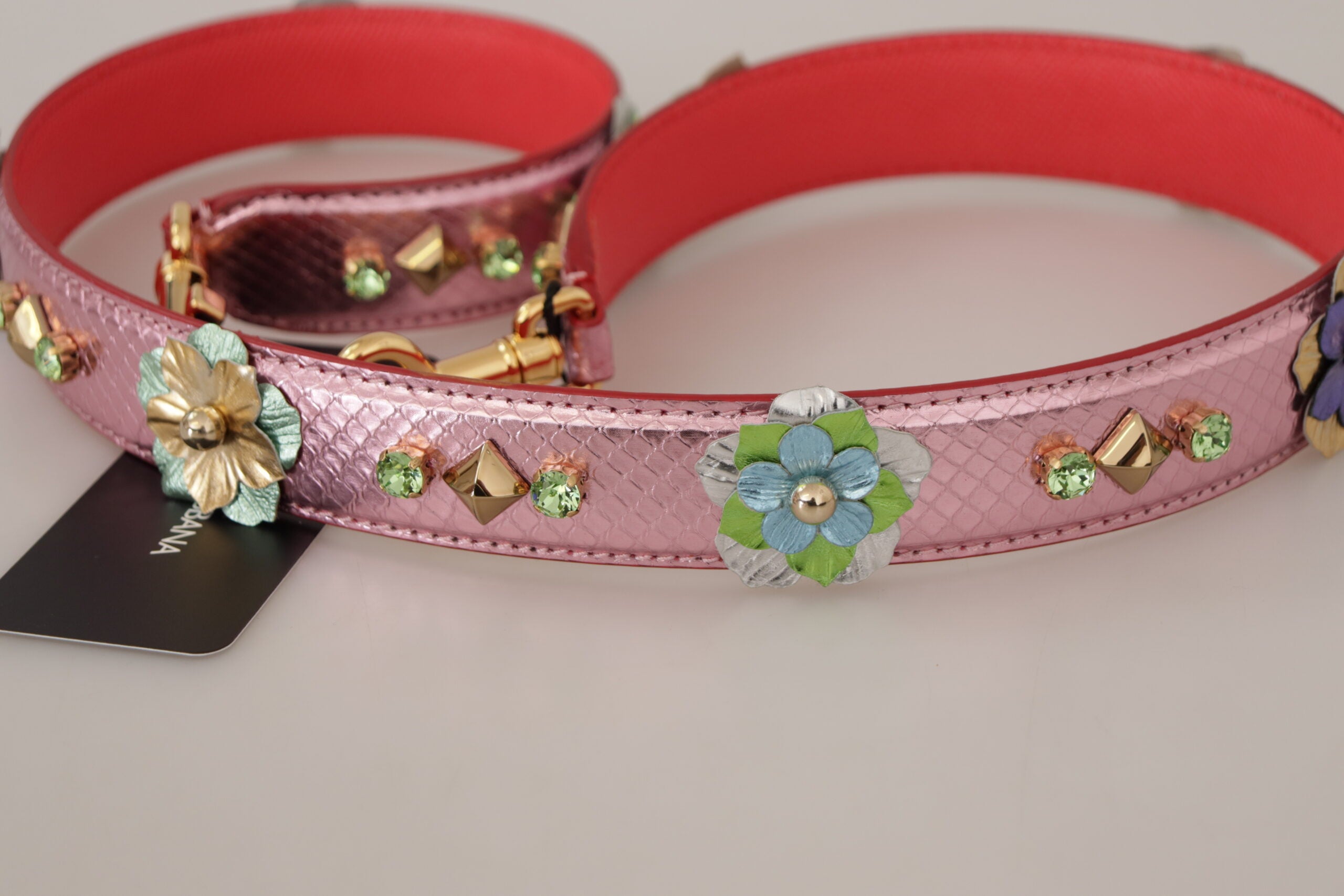 Dolce & Gabbana Elegant Metallic Leather Shoulder Pink Strap