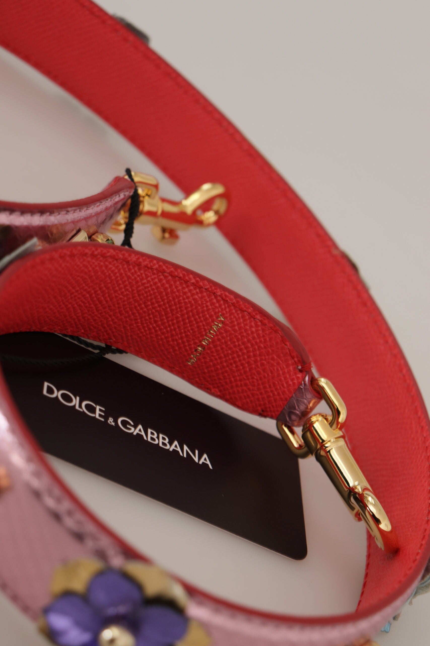 Dolce & Gabbana Elegant Metallic Leather Shoulder Pink Strap