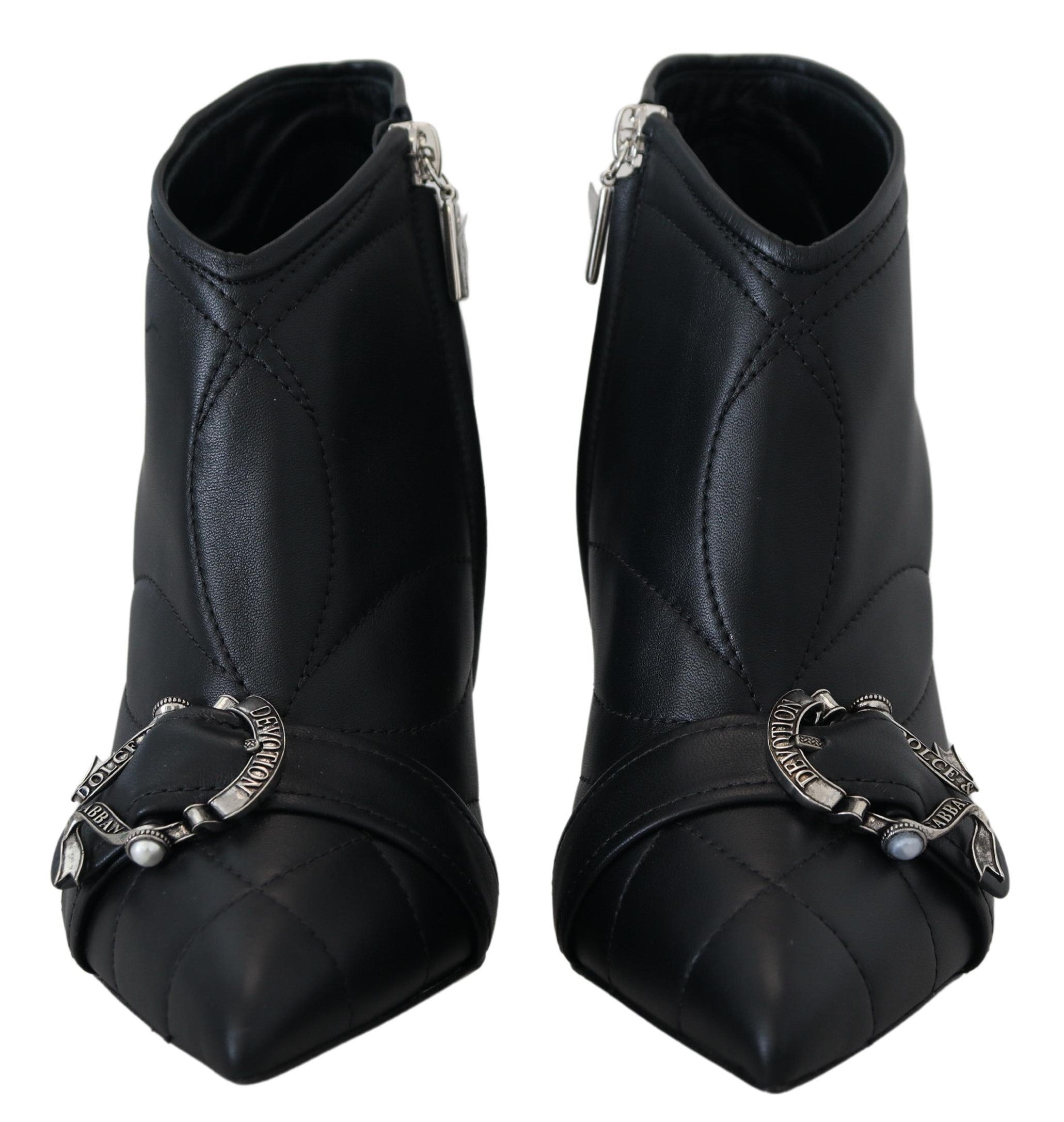 Dolce & Gabbana Elegant Quilted Leather Black Booties