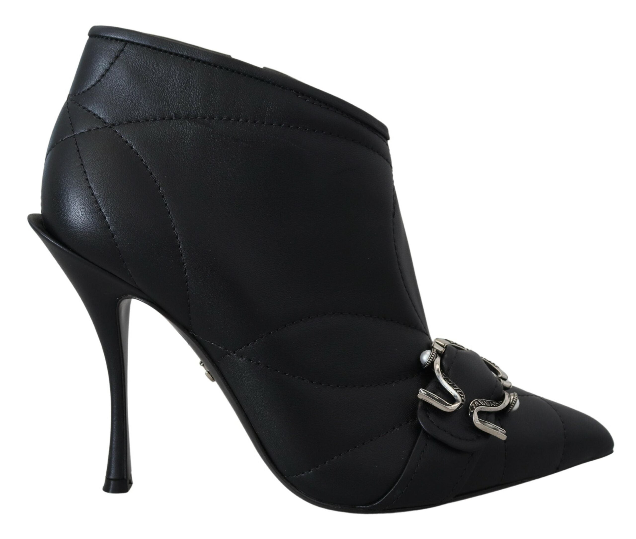 Dolce & Gabbana Elegant Quilted Leather Black Booties