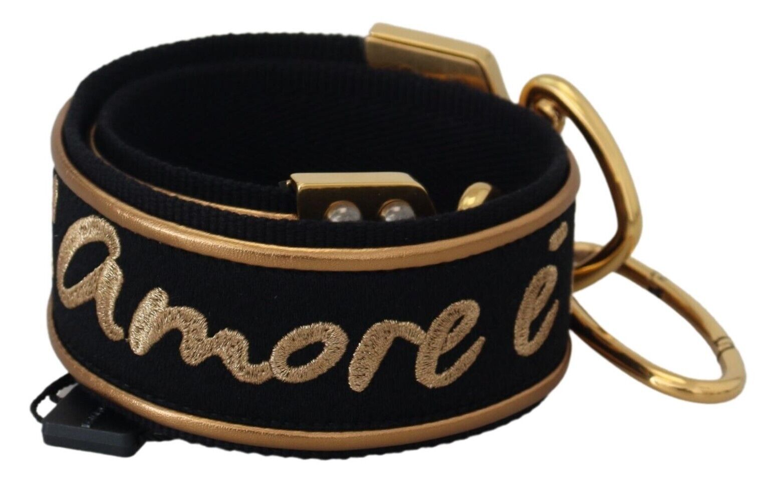 Dolce & Gabbana Elegant Shoulder Bag Gold Black Strap
