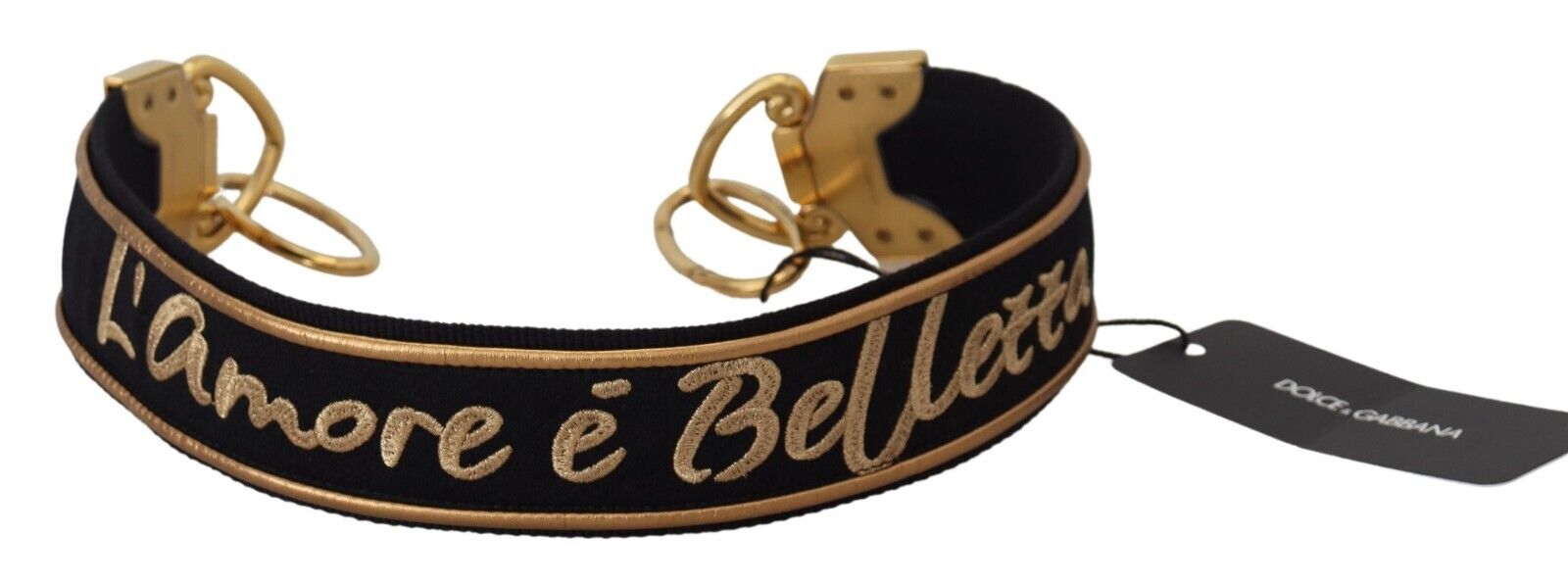 Dolce & Gabbana Elegant Shoulder Bag Gold Black Strap