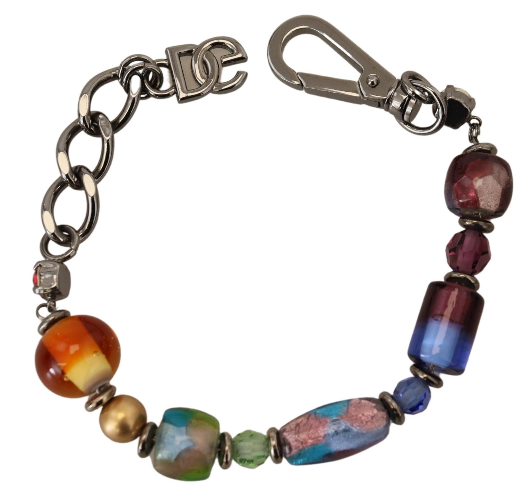 Dolce & Gabbana Beaded Chain Multicolor Silver Bracelet