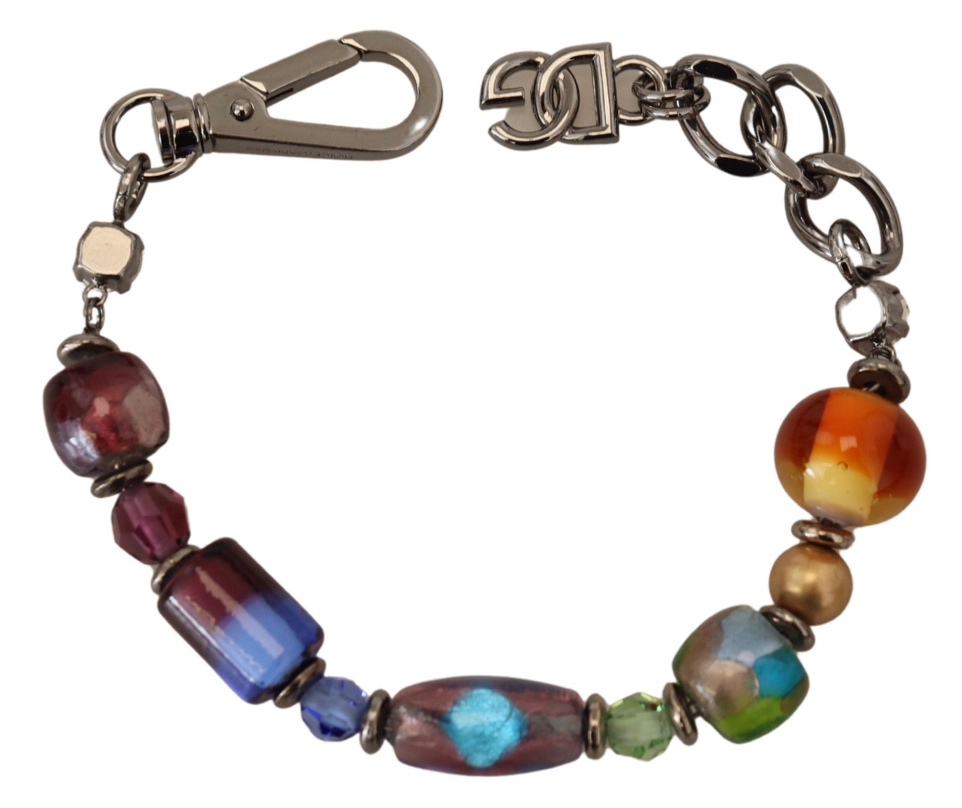 Dolce & Gabbana Beaded Chain Multicolor Silver Bracelet