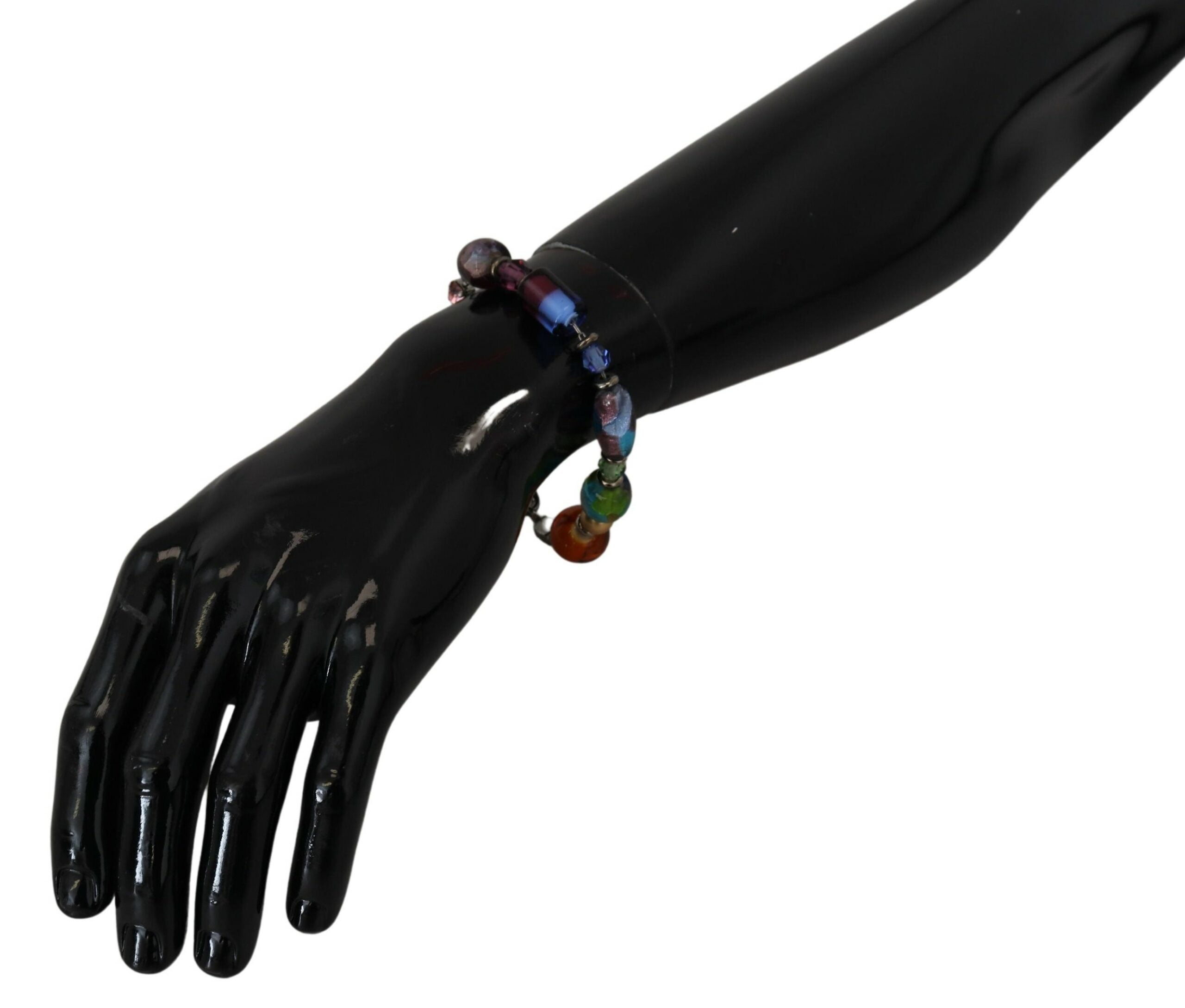 Dolce & Gabbana Beaded Chain Multicolor Silver Bracelet