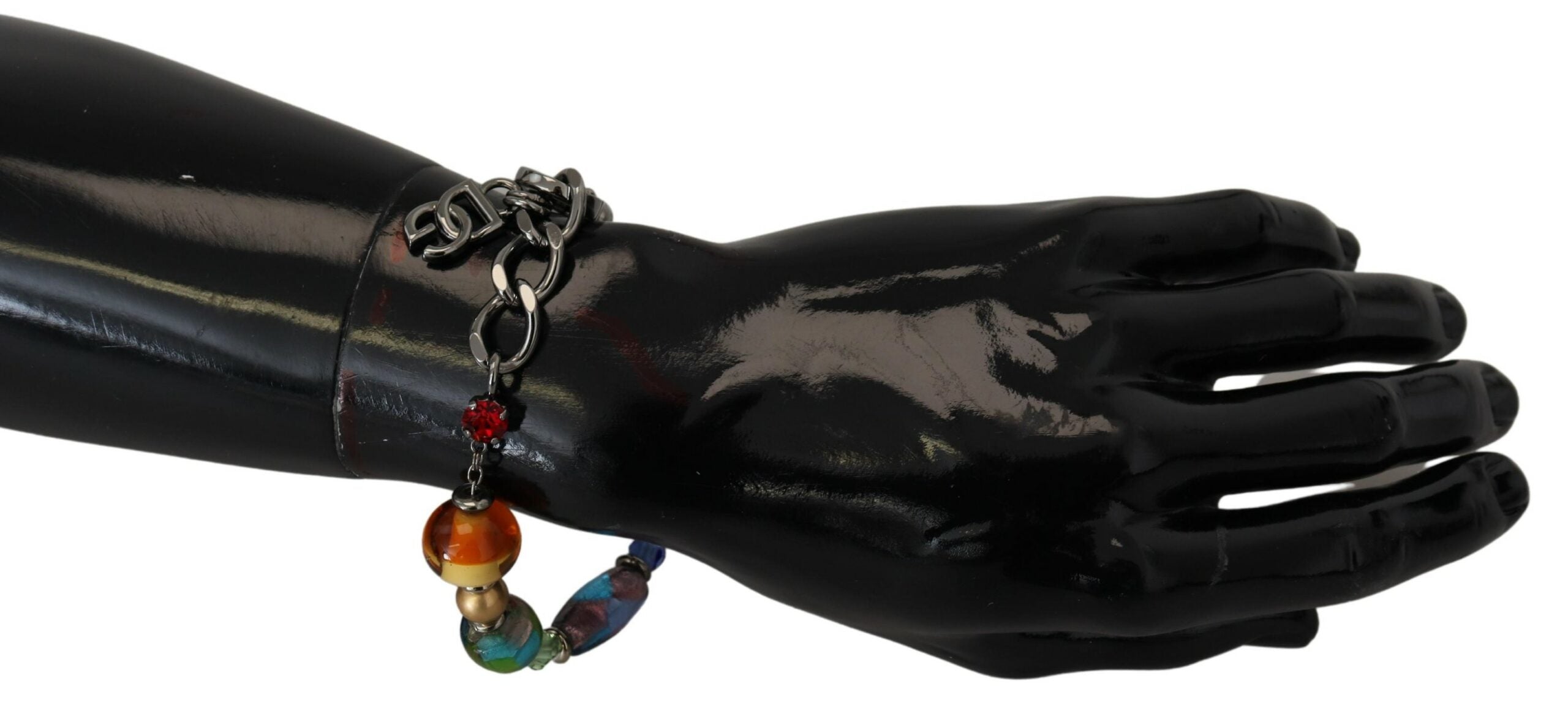 Dolce & Gabbana Beaded Chain Multicolor Silver Bracelet