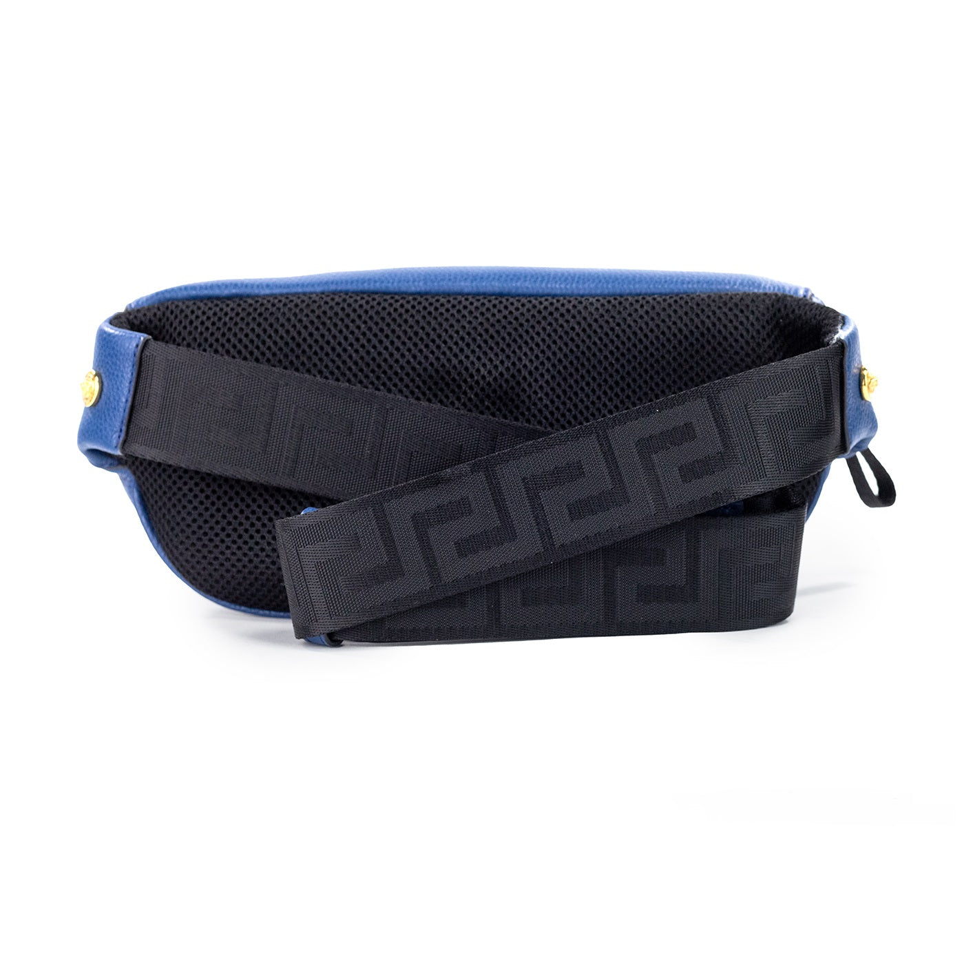 Versace Small Calf Leather Medusa Pendant Fanny Waist Pack Belt Navy Bag