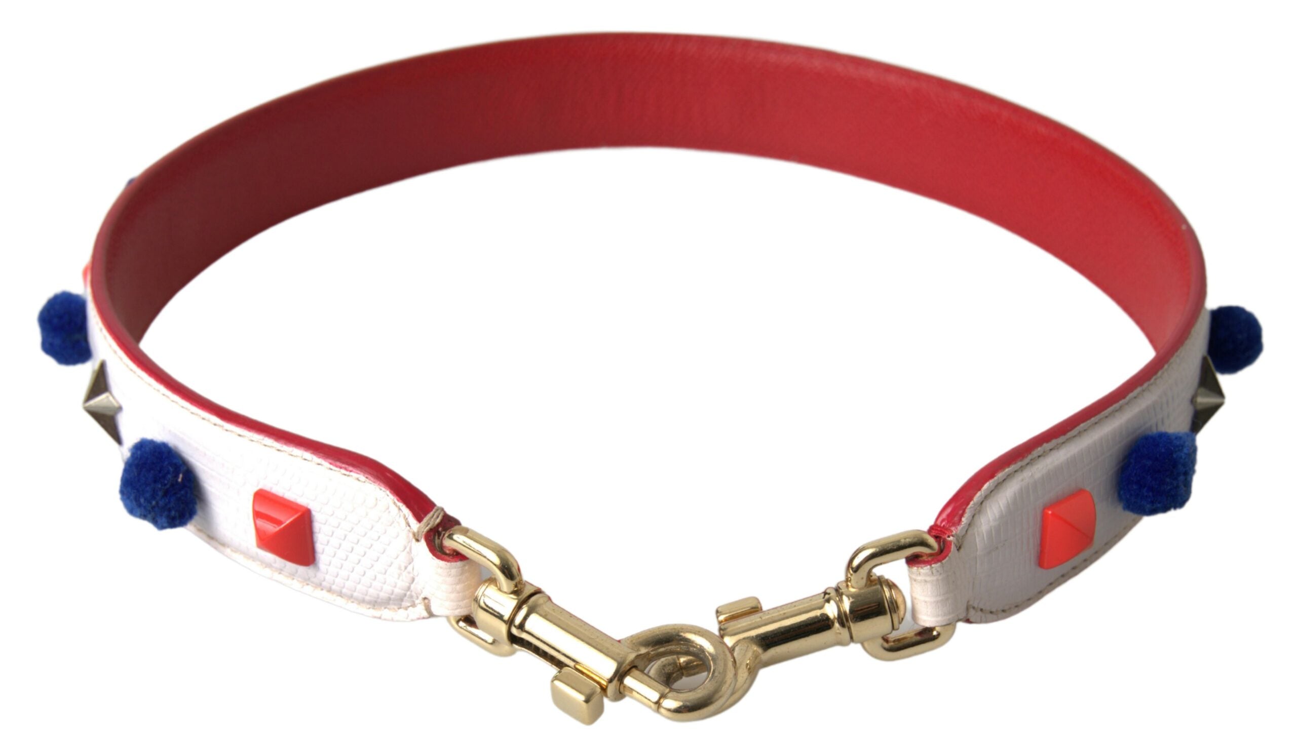 Dolce & Gabbana Stunning Studded Leather White Multicolor Strap