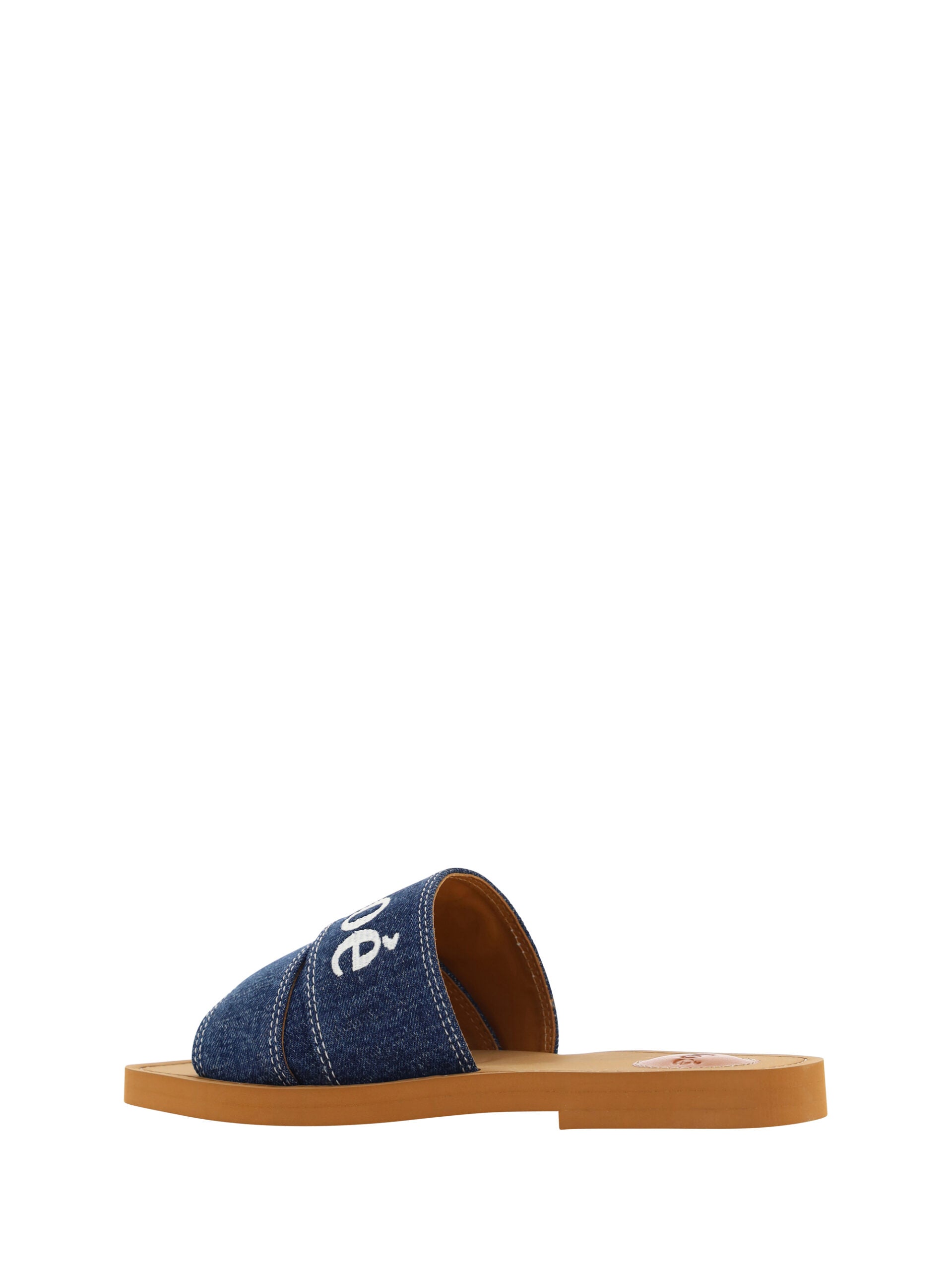 Chloé Blue Cotton Sumptuous Woody Slide Sandals In Denim