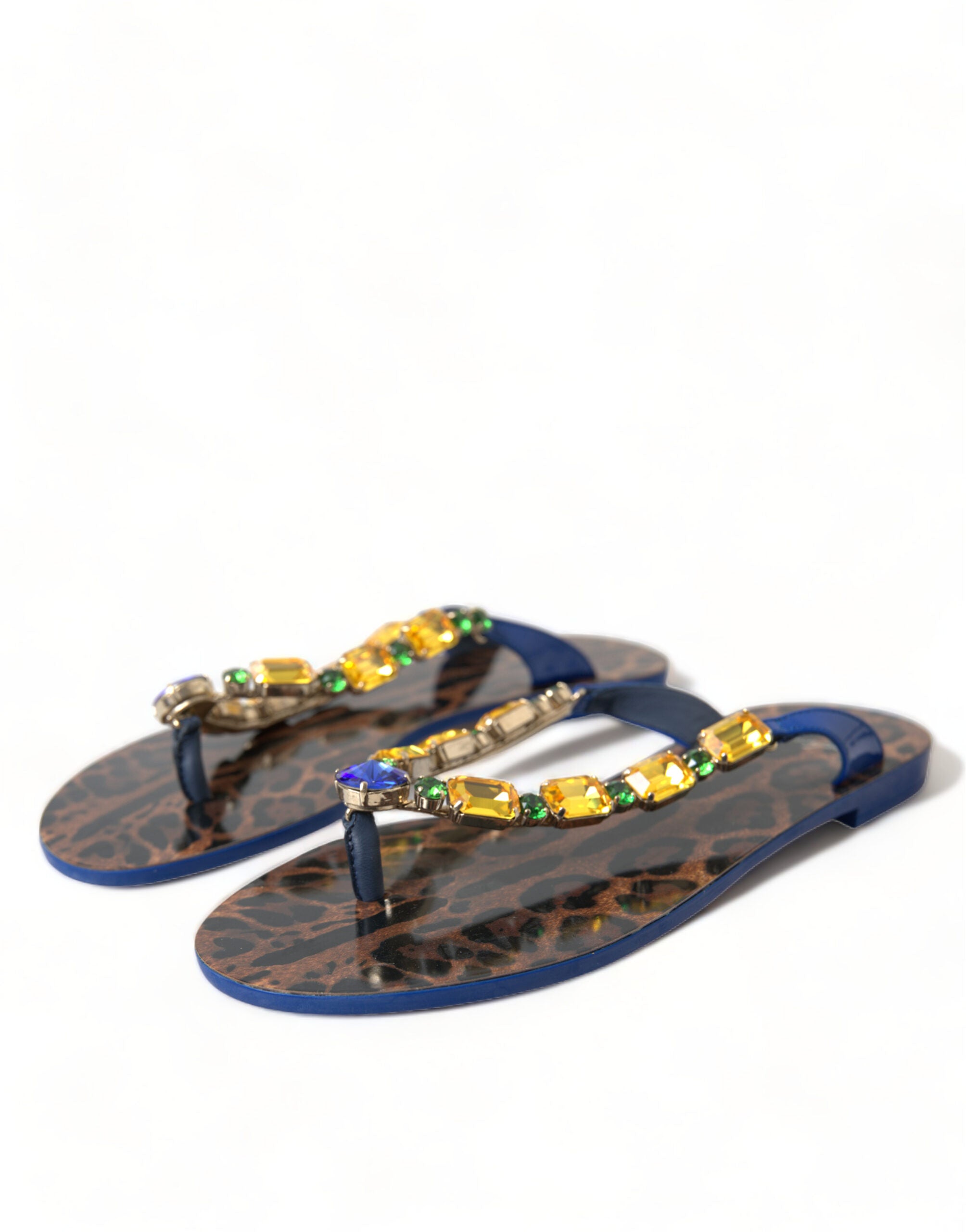 Dolce & Gabbana Elegant Leather Flat Blue Sandals