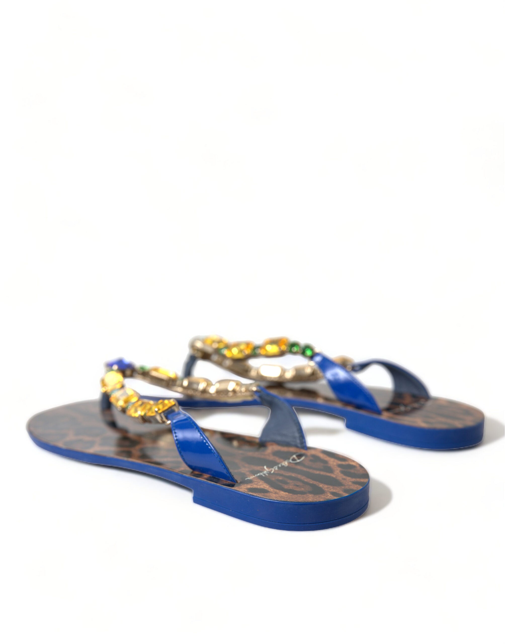 Dolce & Gabbana Elegant Leather Flat Blue Sandals