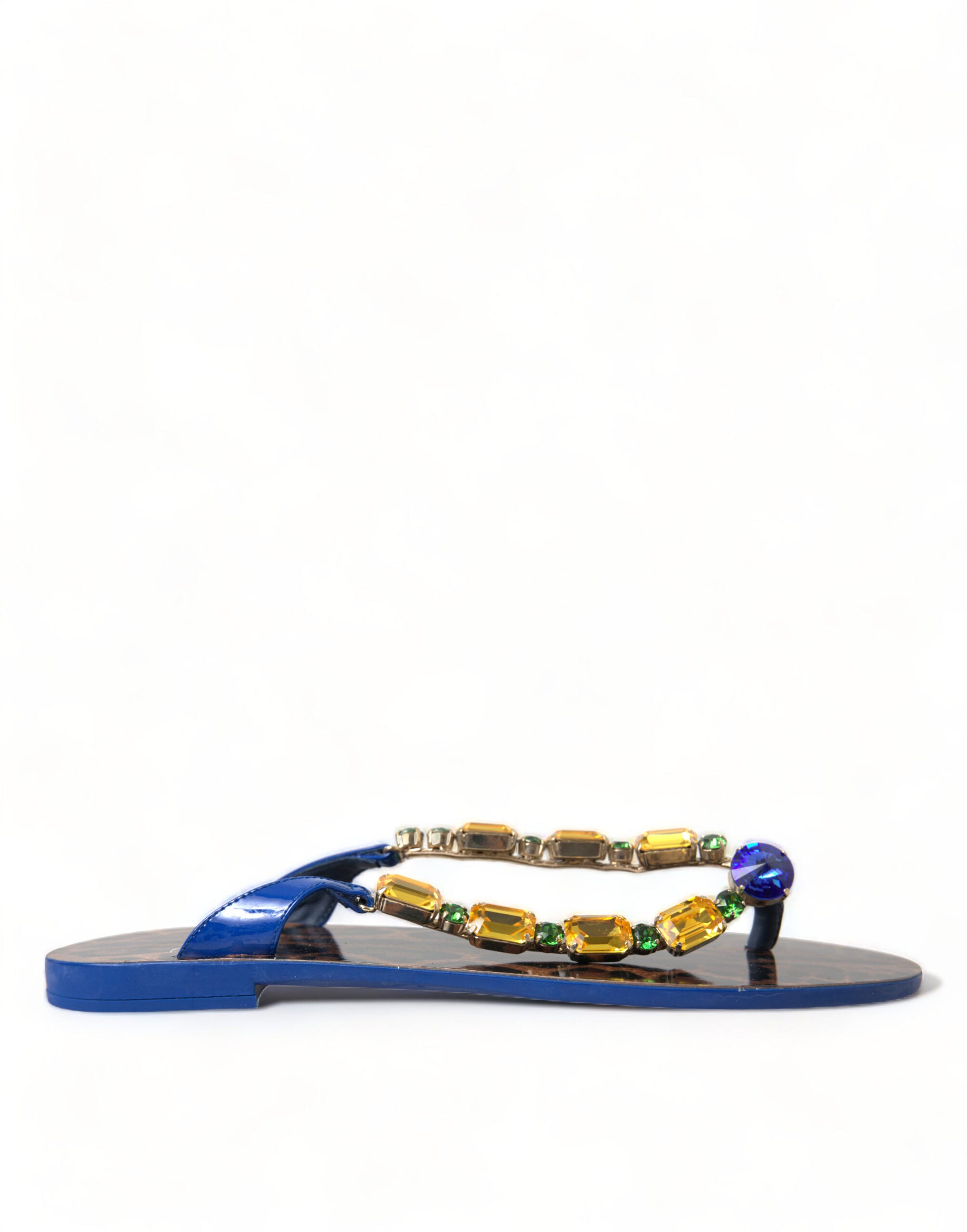 Dolce & Gabbana Elegant Leather Flat Blue Sandals
