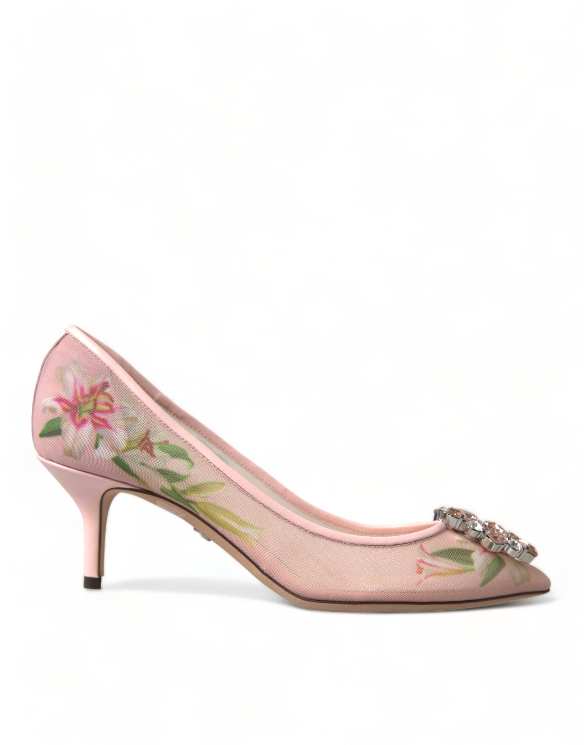 Dolce & Gabbana Elegant Floral Crystal Pink Pumps