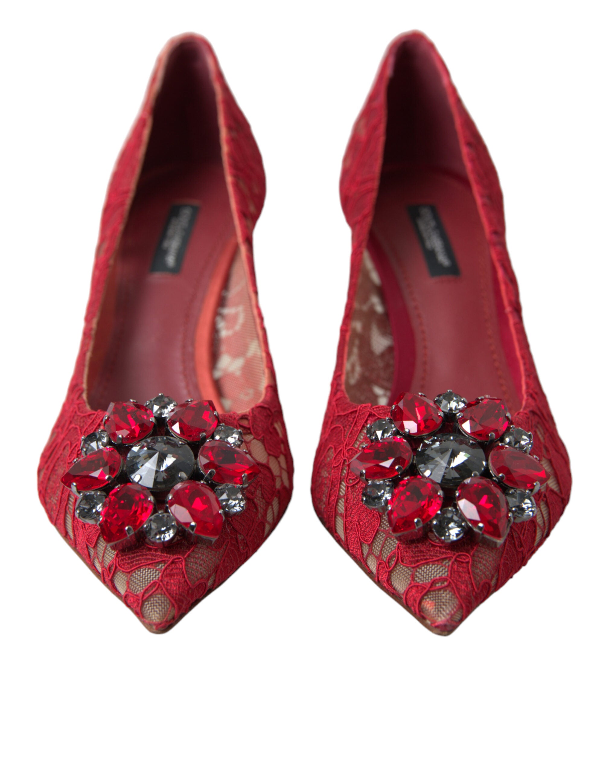 Dolce & Gabbana Radiant Lace Heels With Red Crystals