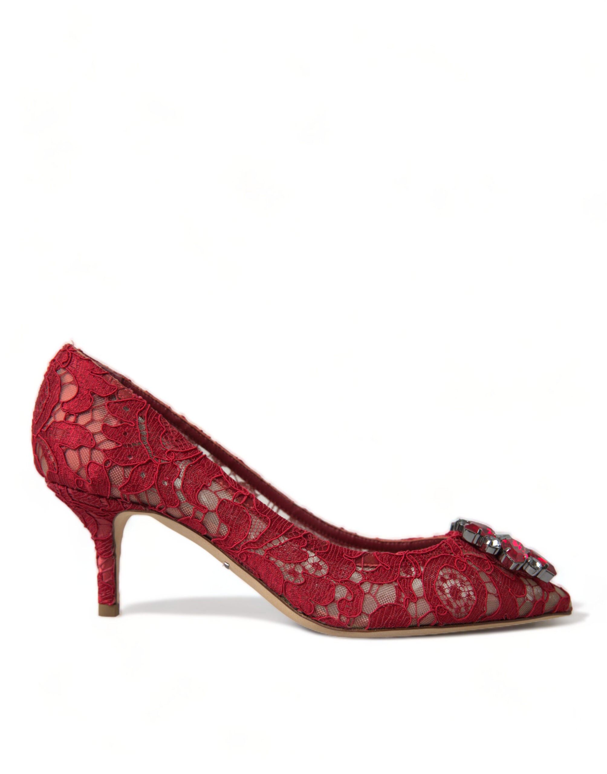 Dolce & Gabbana Radiant Lace Heels With Red Crystals
