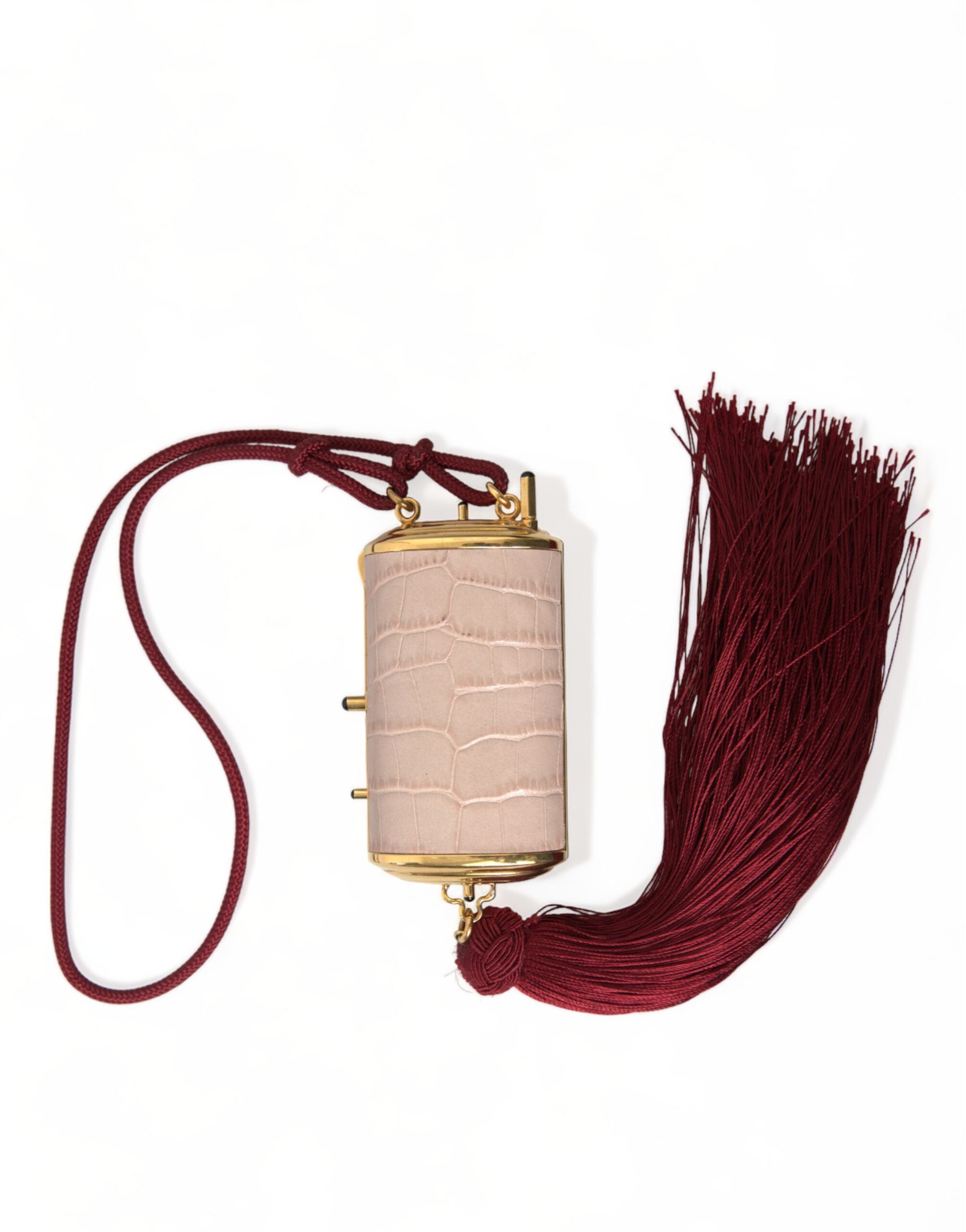 Dolce & Gabbana Exotic Leather Mini Mirror Bag With Pink Tassel