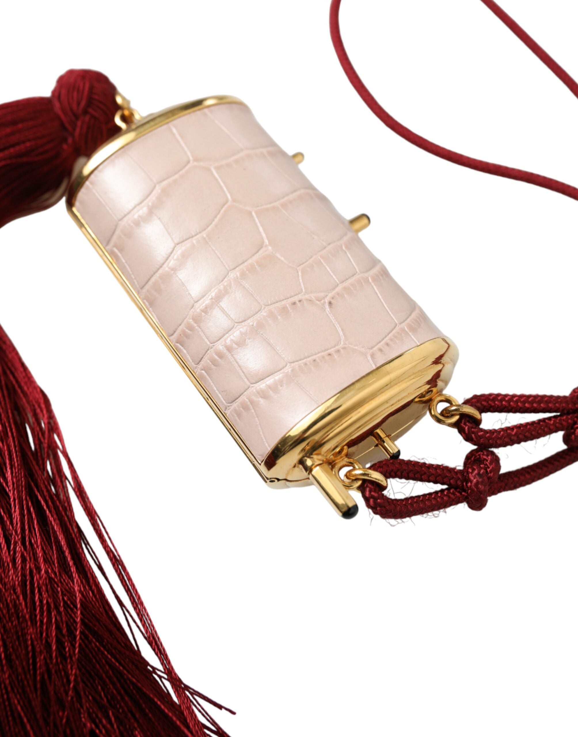 Dolce & Gabbana Exotic Leather Mini Mirror Bag With Pink Tassel