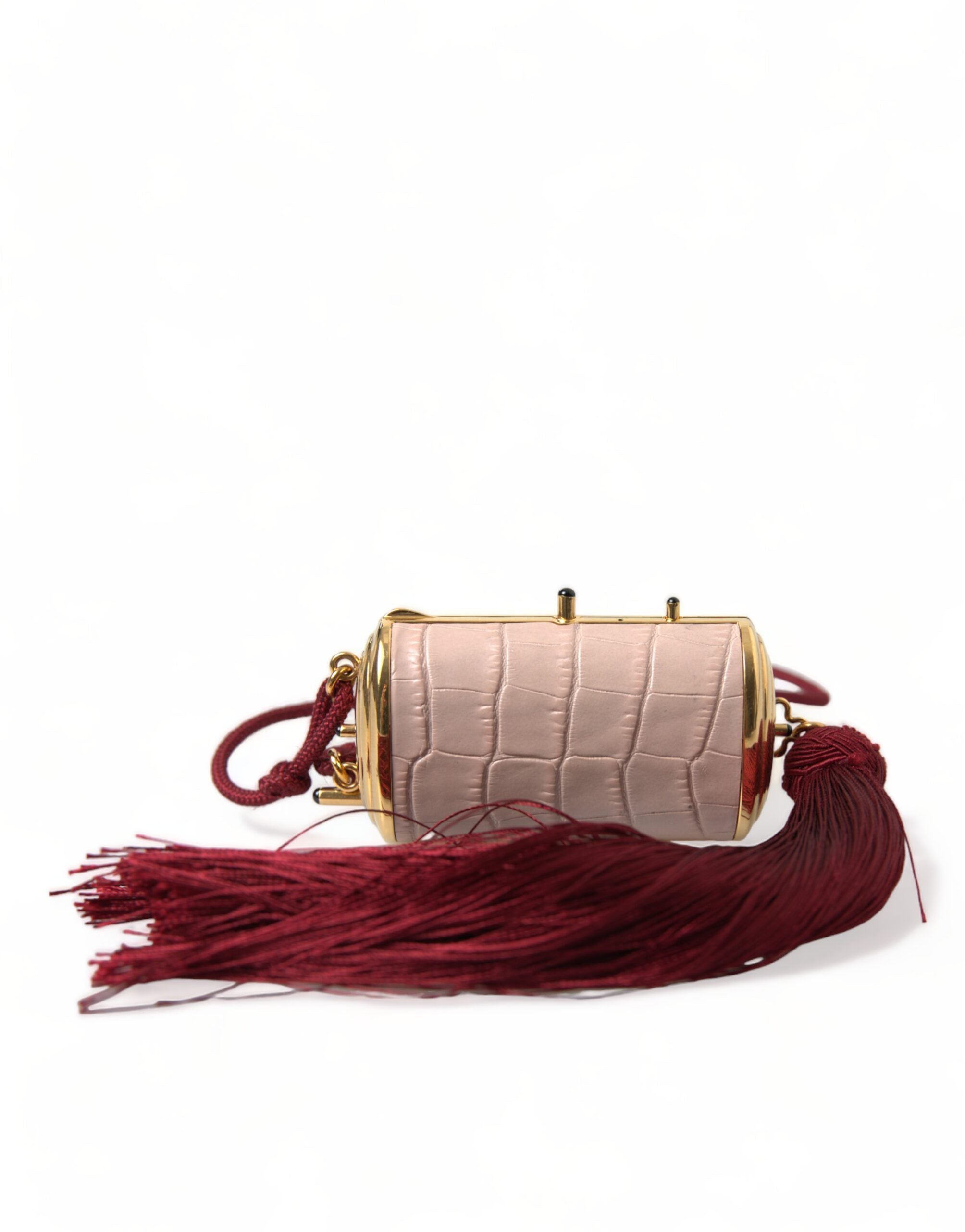 Dolce & Gabbana Exotic Leather Mini Mirror Bag With Pink Tassel